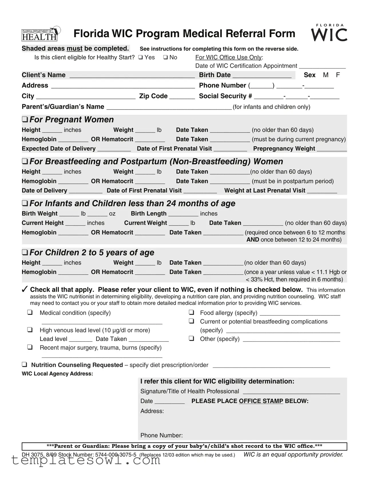 Fill Out Your Dh 3075 Form