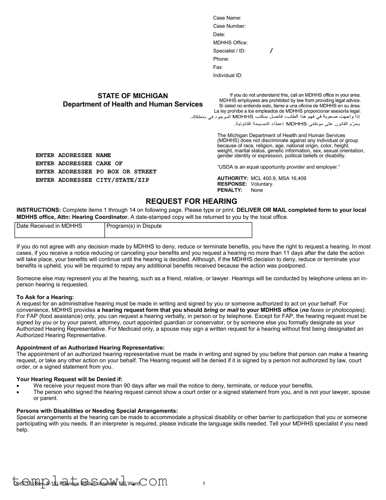 Fill Out Your Dhs 18 Form