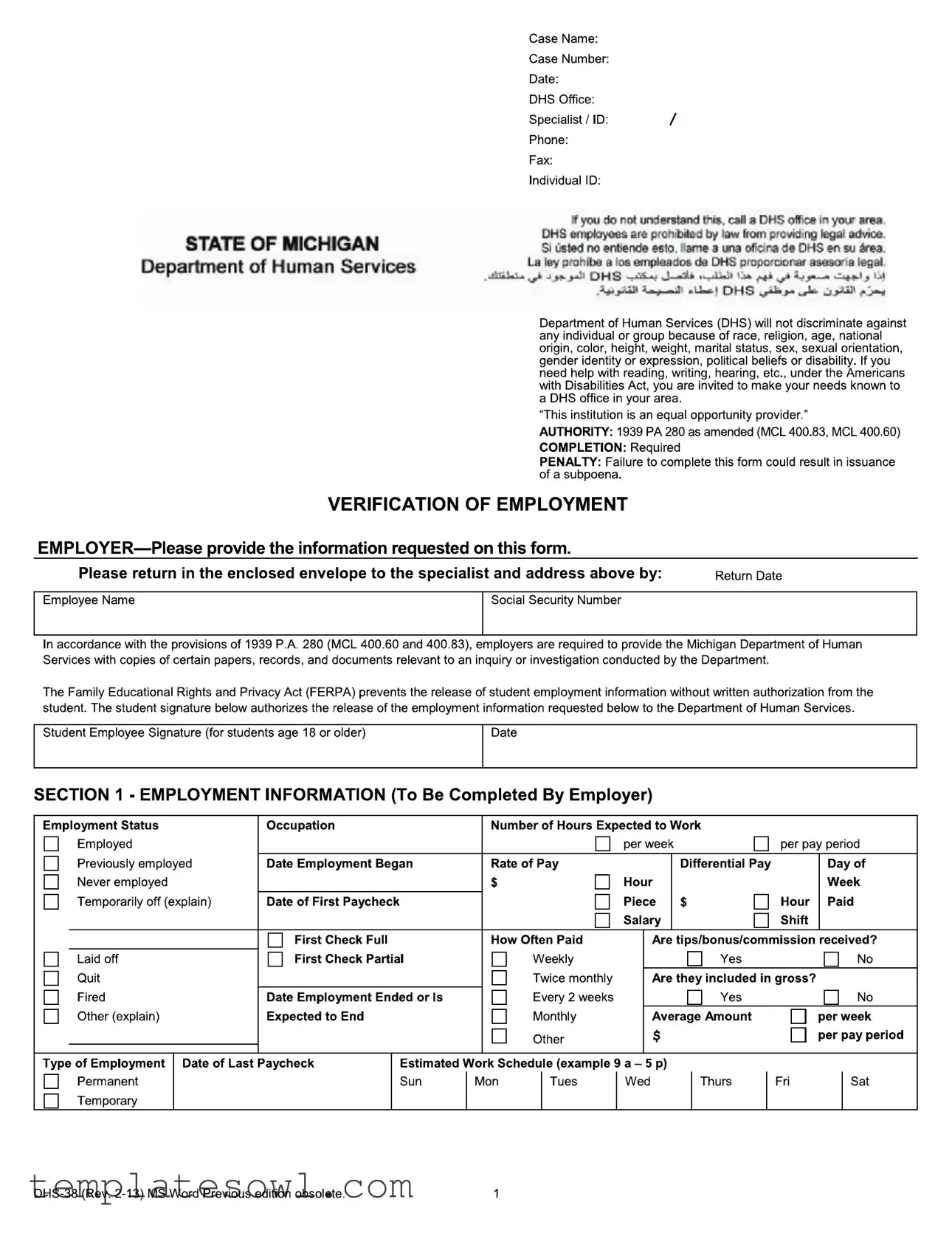 Fill Out Your Dhs 38 Form