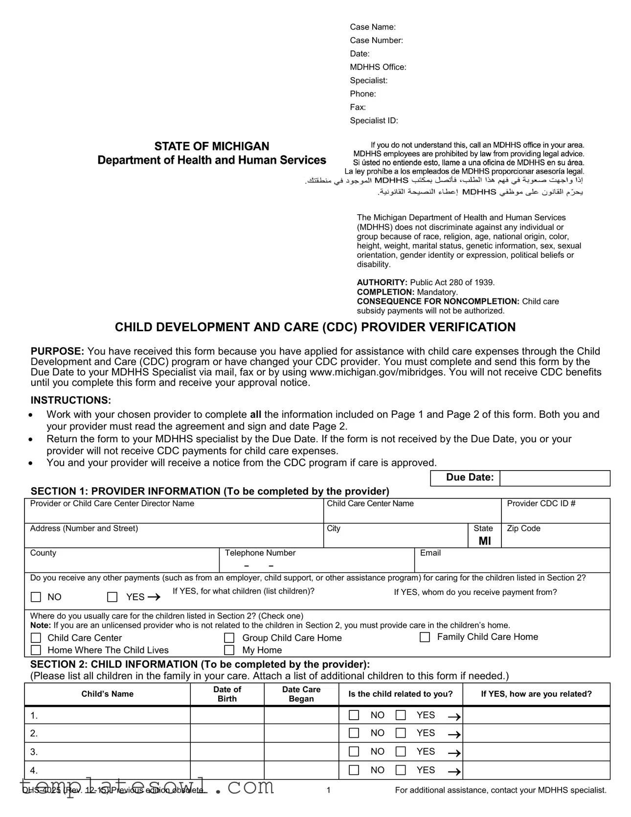 Fill Out Your Dhs 4025 Form