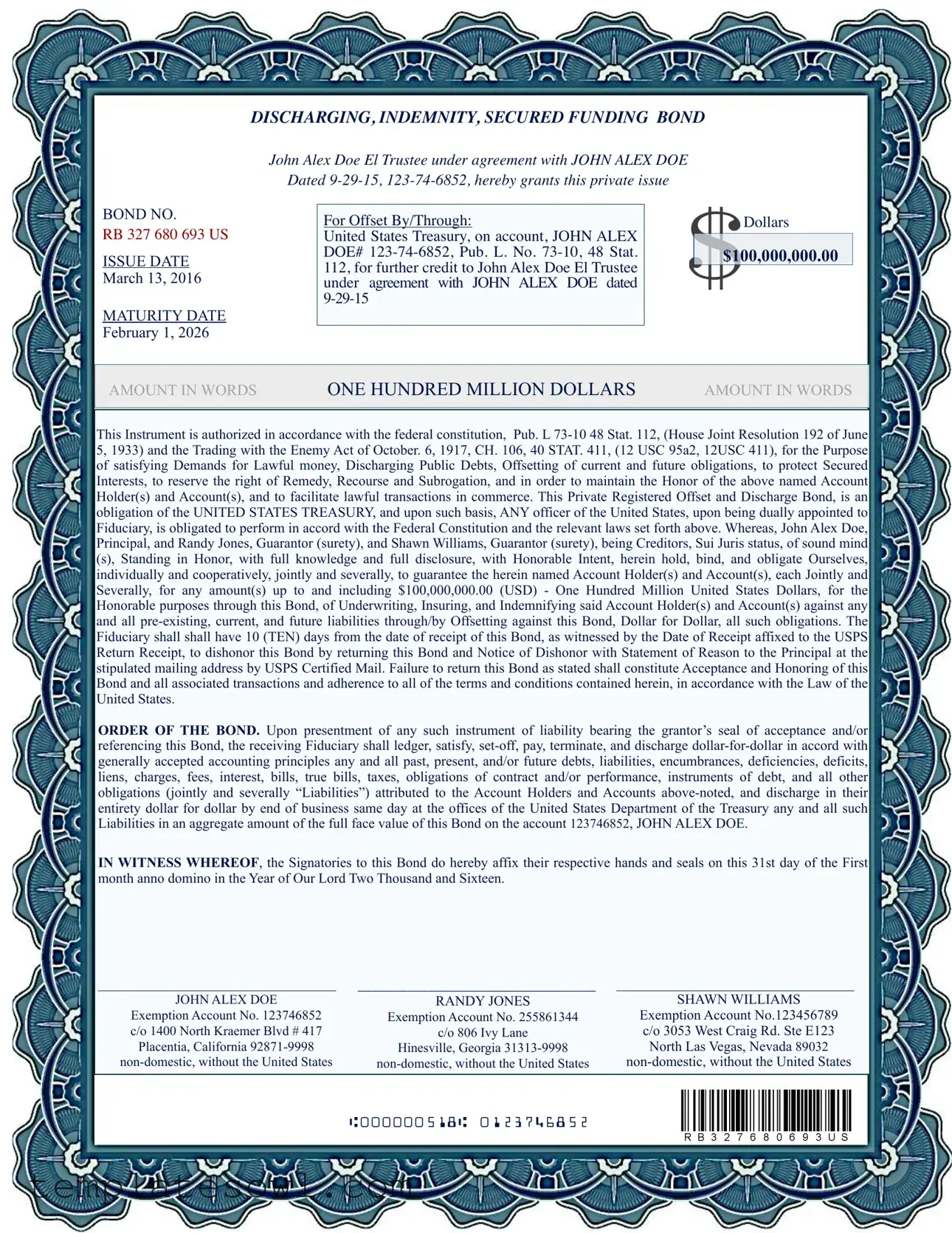 Fill Out Your Discharging Indemnity Funding Bond Form