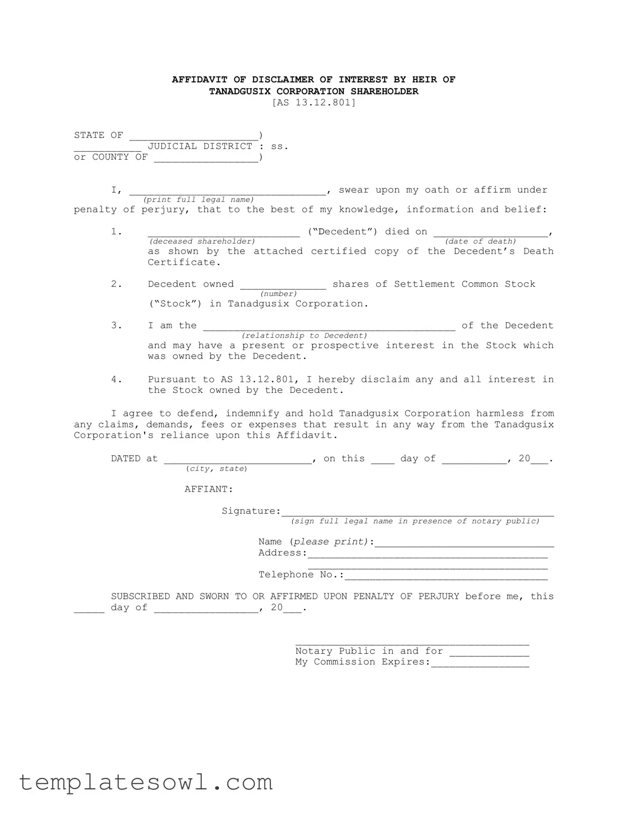 Fill Out Your Disclaimer Inheritance Form