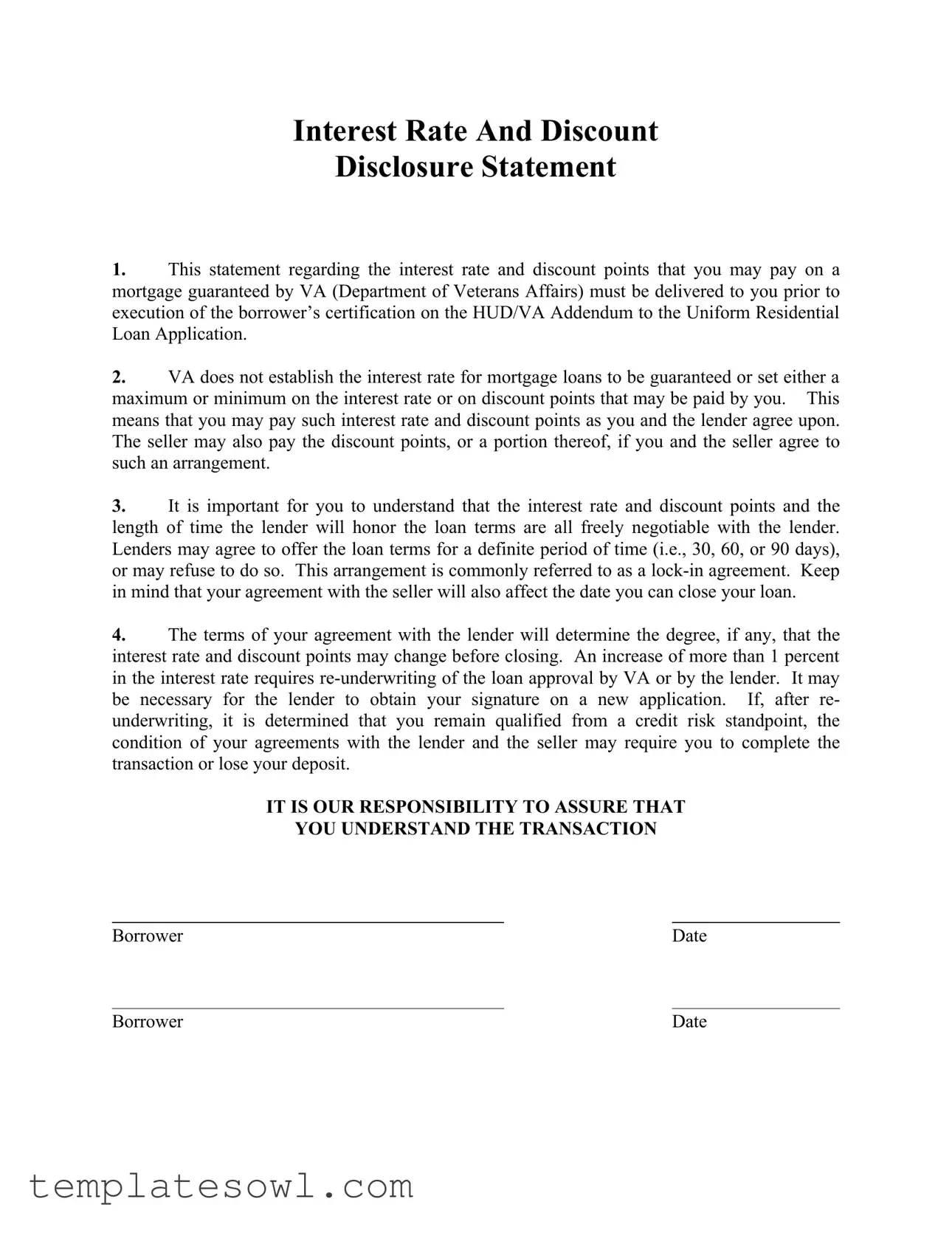 Fill Out Your Discount Disclosure Statement Form