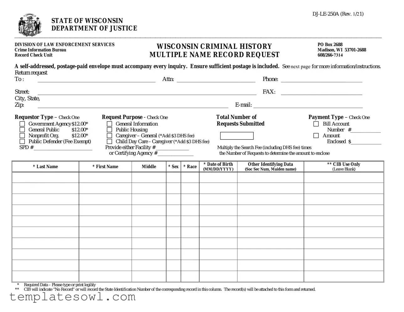 Fill Out Your Dj Le 250A Form