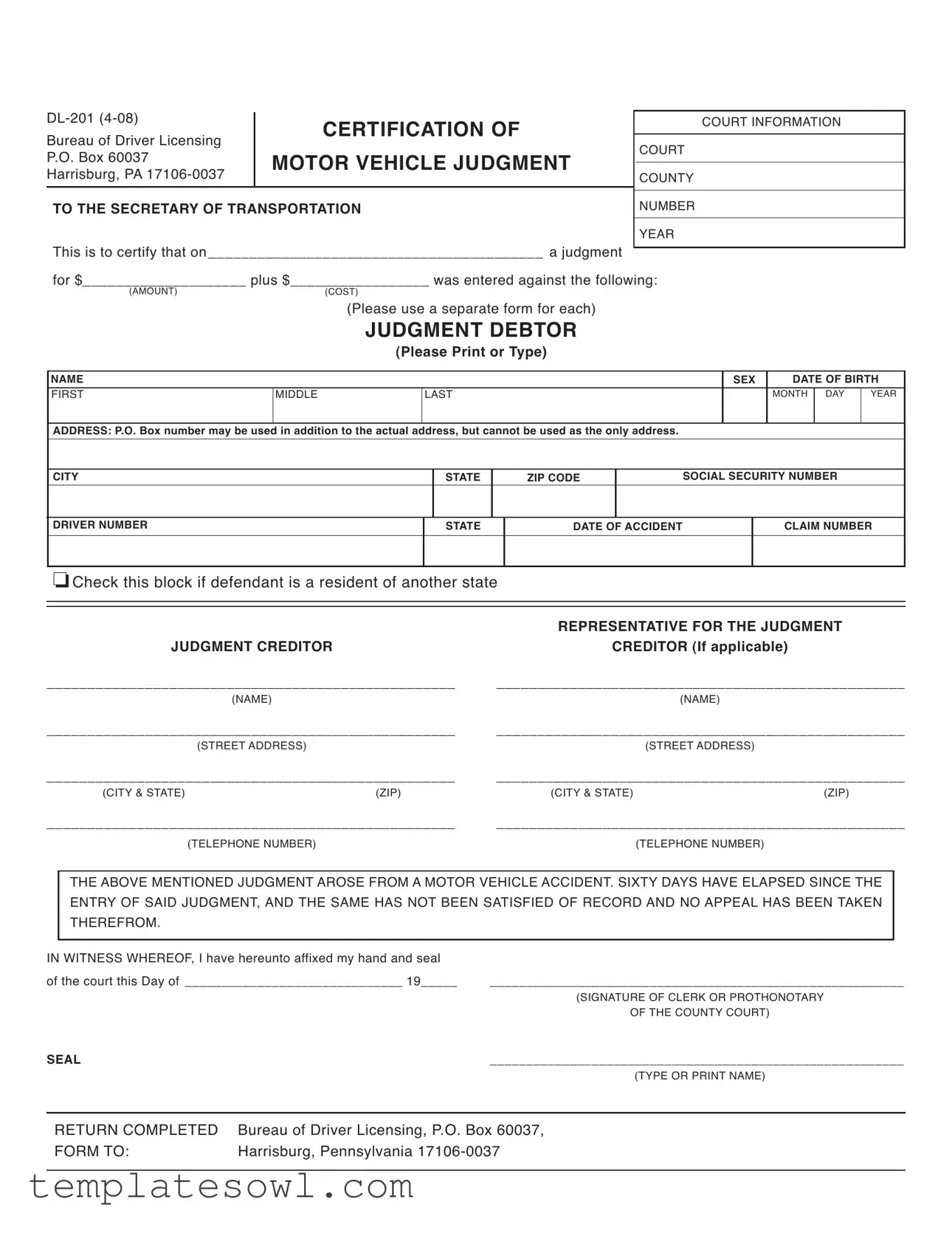 Fill Out Your Dl 201 Form