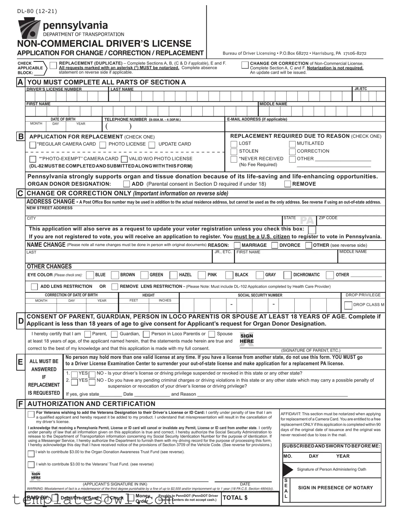 Fill Out Your Dl 80 Form
