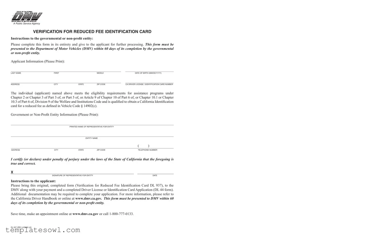 Fill Out Your Dl 937 Form