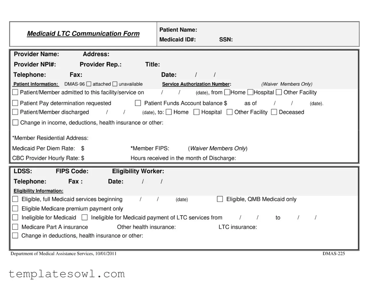 Fill Out Your Dmas 225 Form