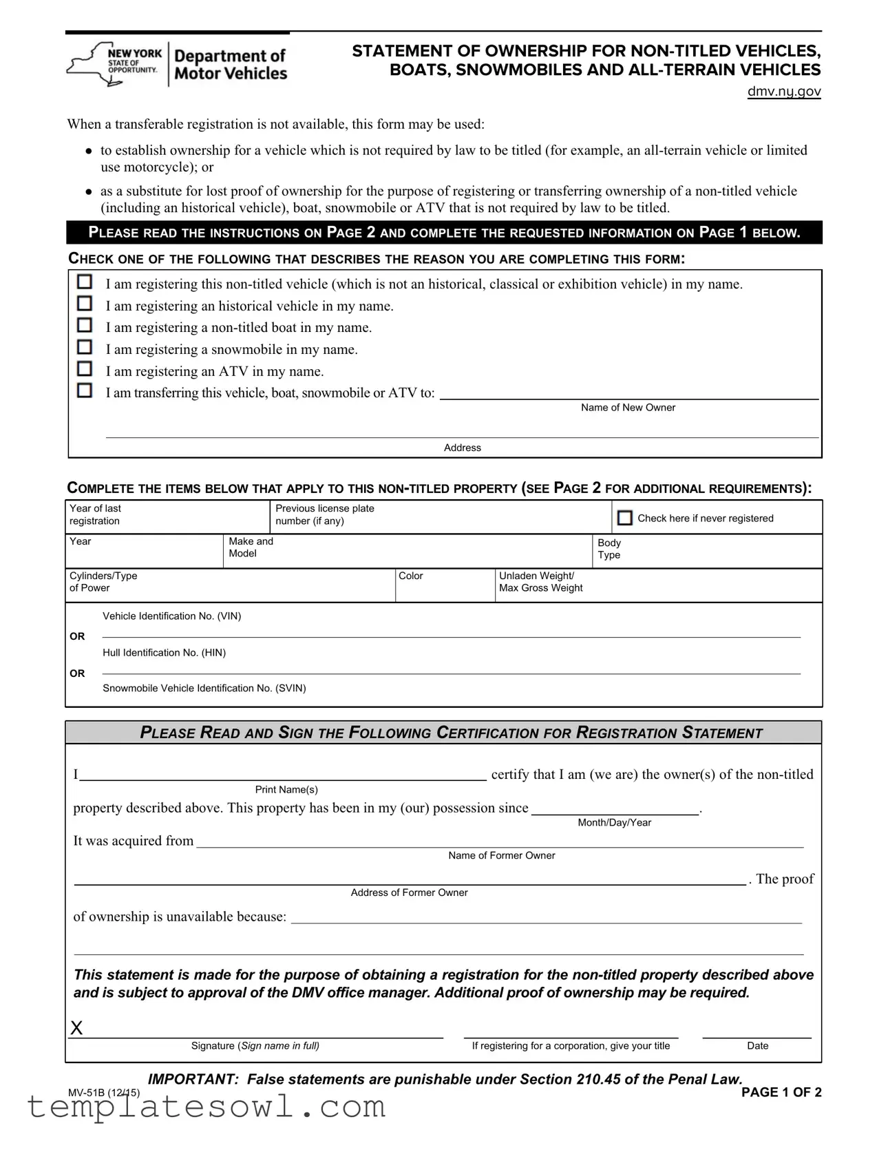 Fill Out Your Dmv 51B Form