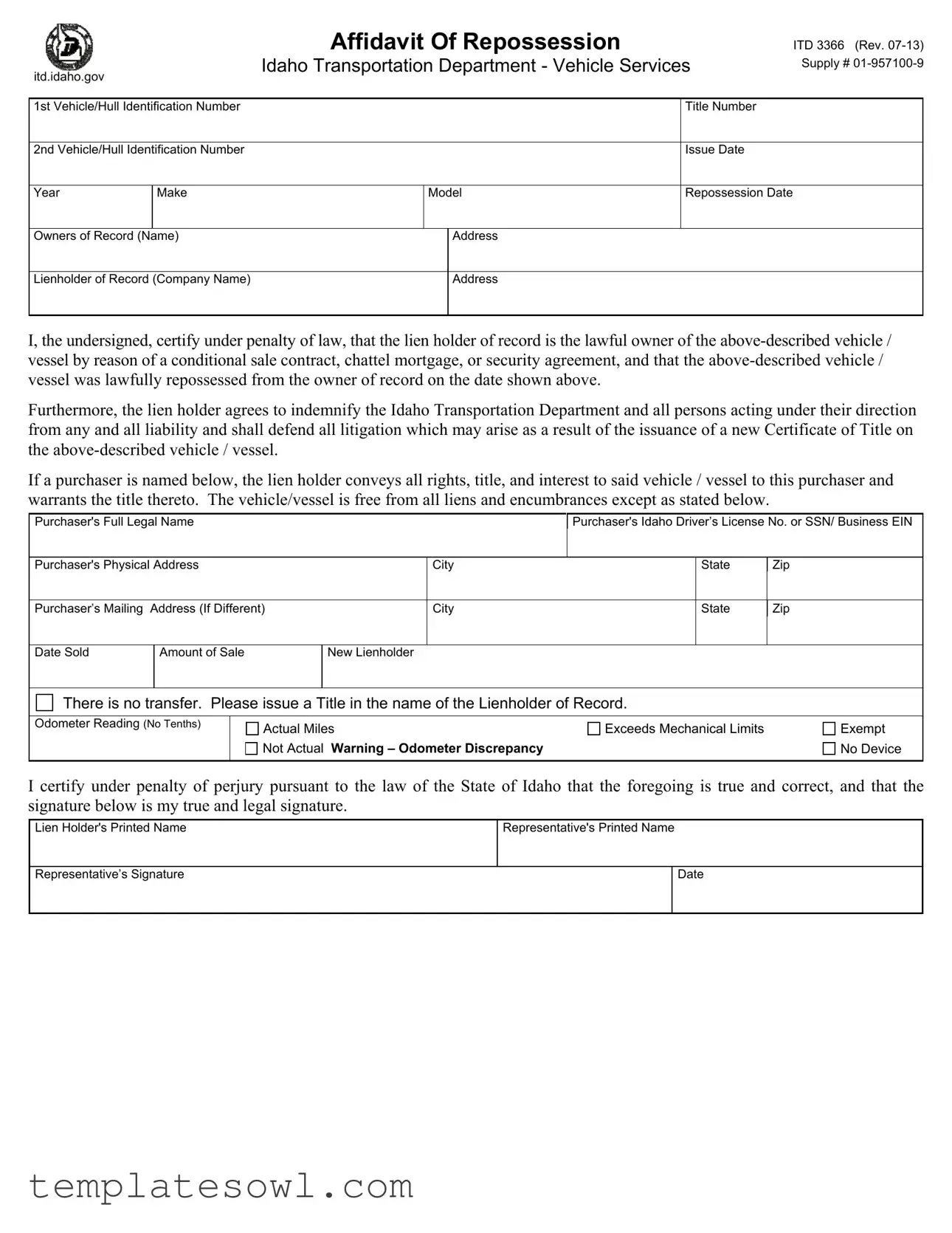 Fill Out Your Dmv Affidavit Of Repossession Form