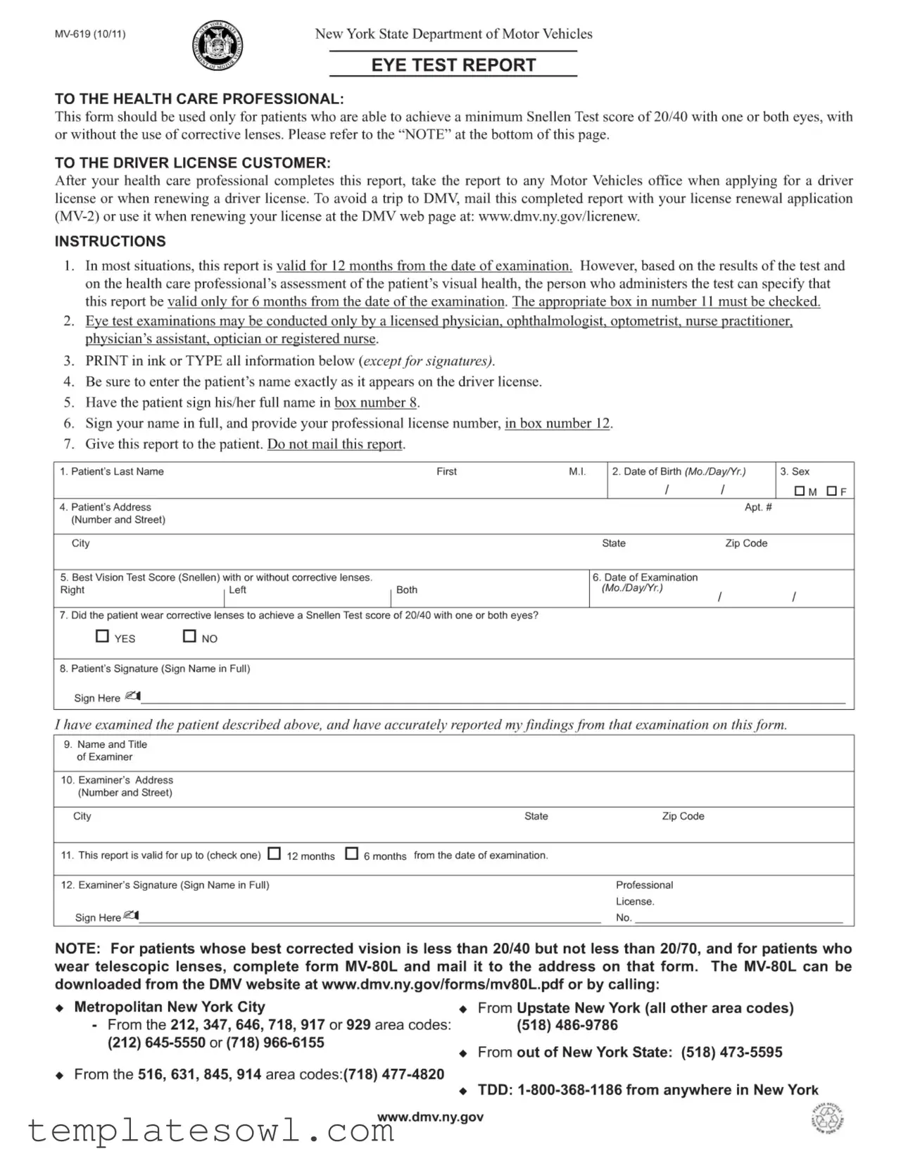 Fill Out Your Dmv Eye Test 619 Form