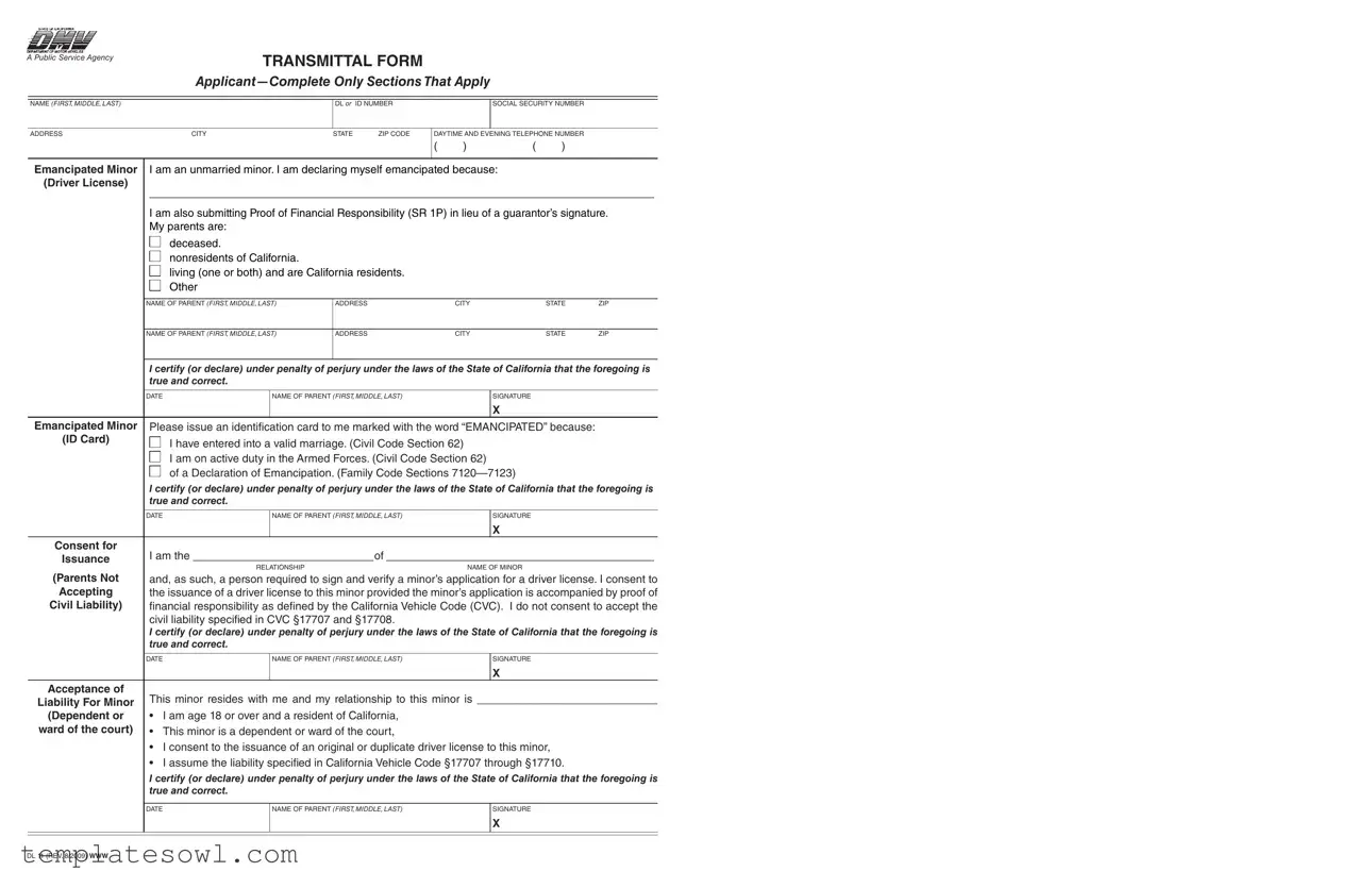 Fill Out Your Dmv Transmittal Dl 11 Form