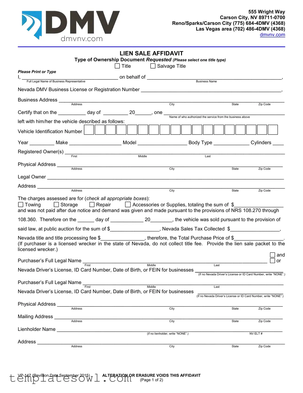 Fill Out Your Dmv Vp 147 Form