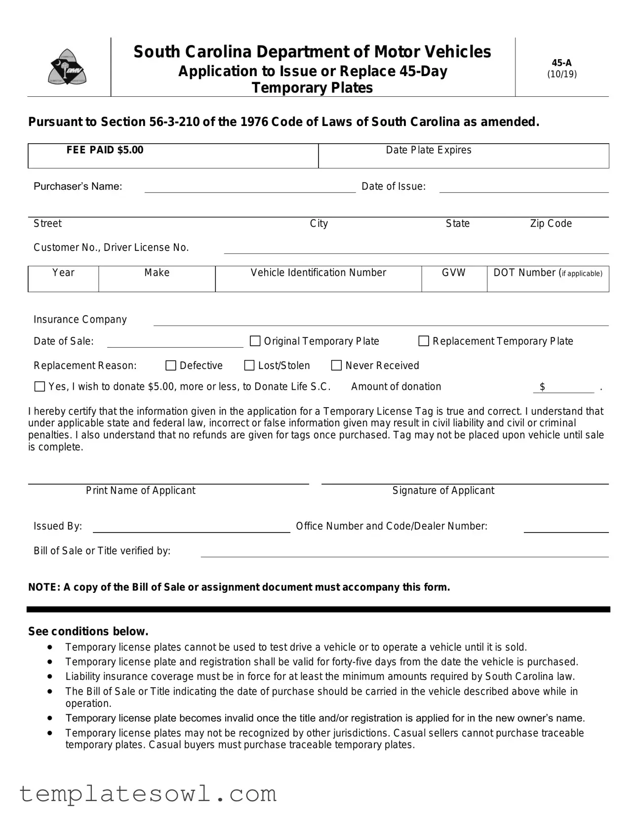 Fill Out Your Dmw 45 A Form