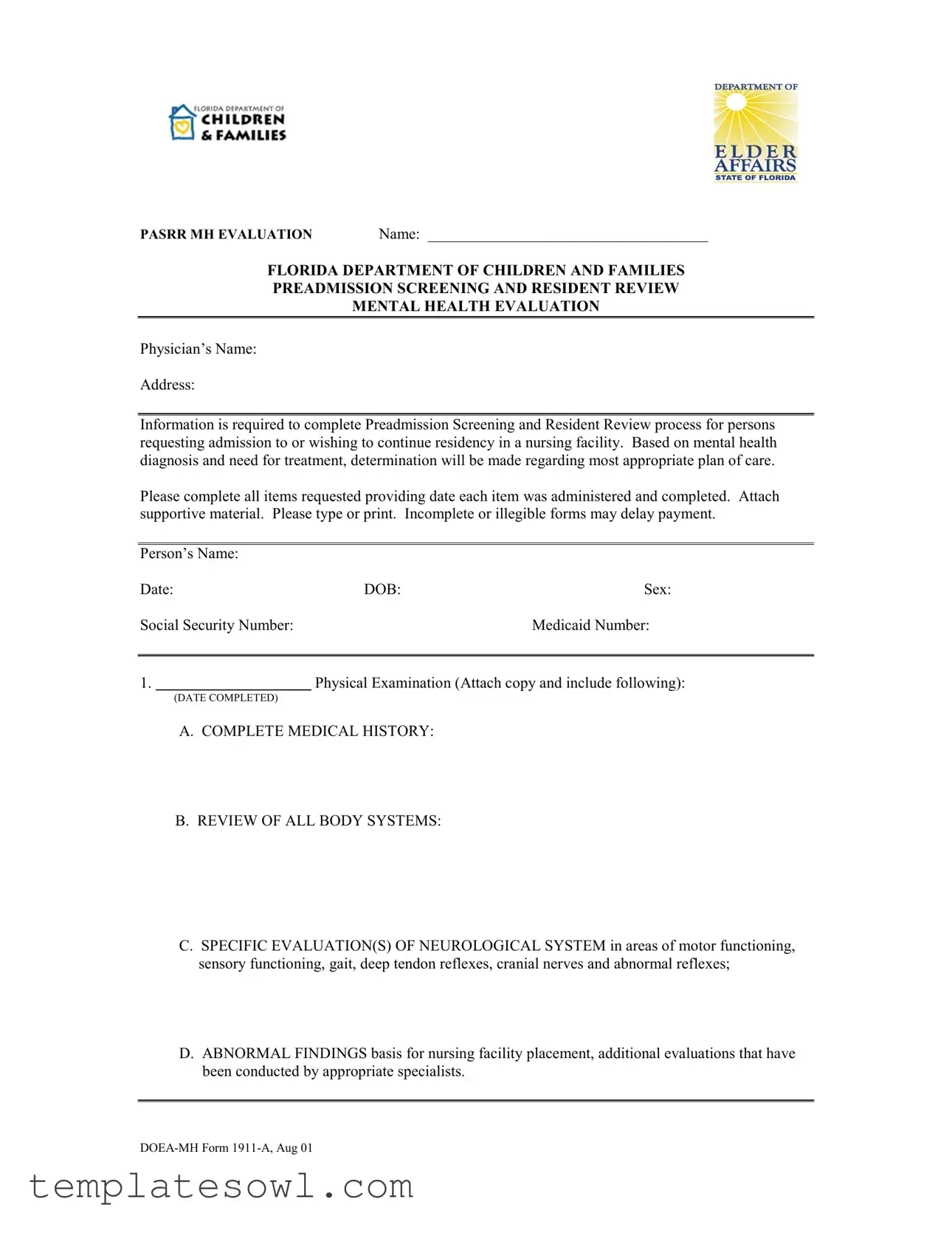 Fill Out Your Doea Mh 1911 A Form