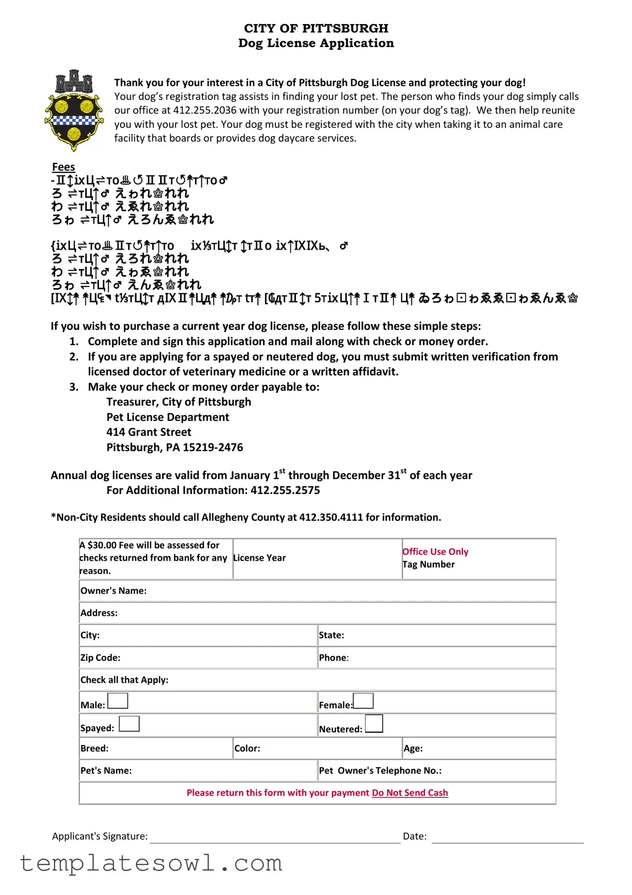 Fill Out Your Dog License Application Form