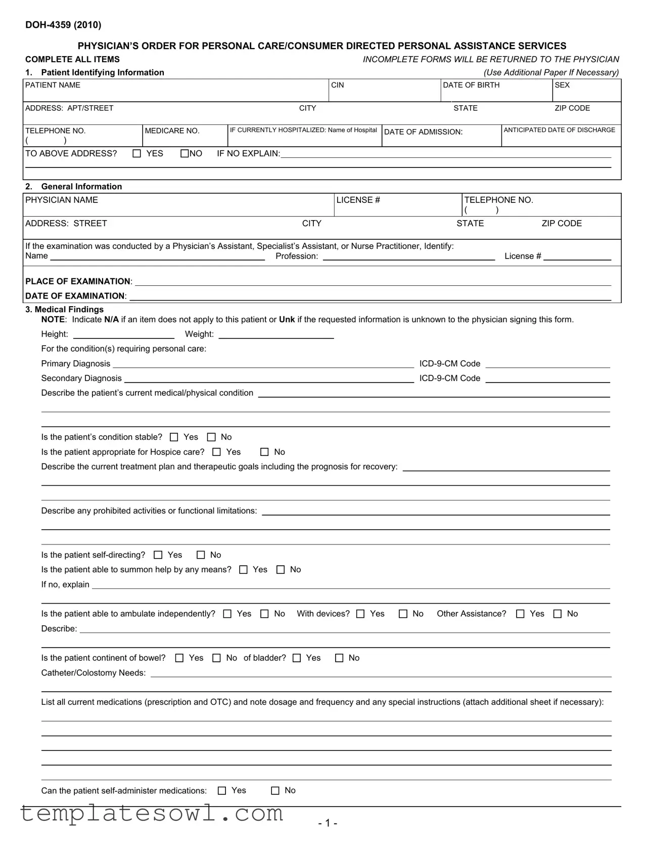 Fill Out Your Doh 4359 Form
