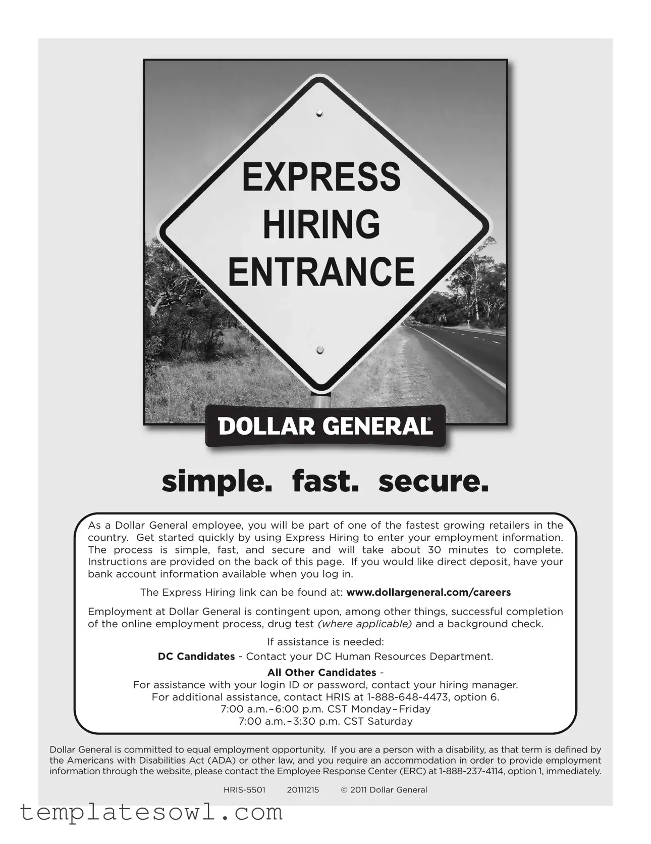 Fill Out Your Dollar General Express Hiring Form