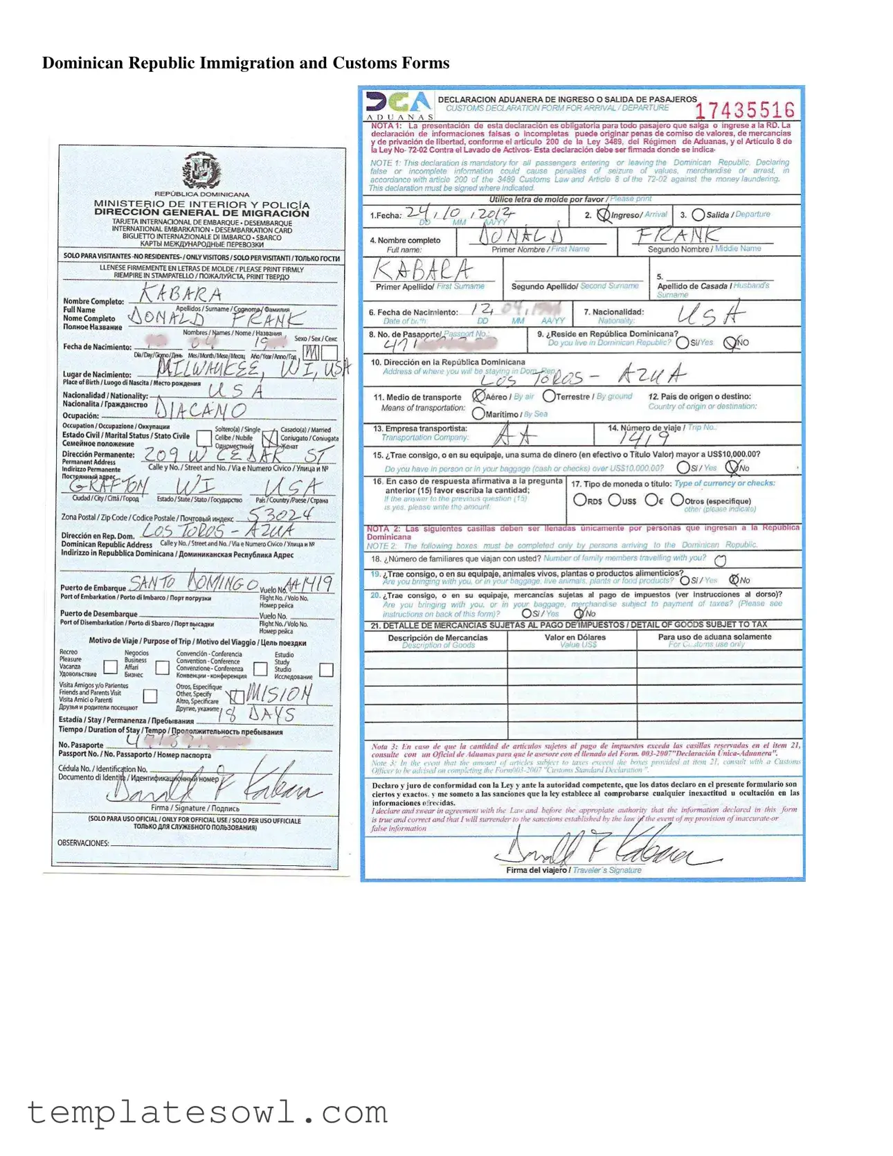 Fill Out Your Dominican Republic Immigration Form
