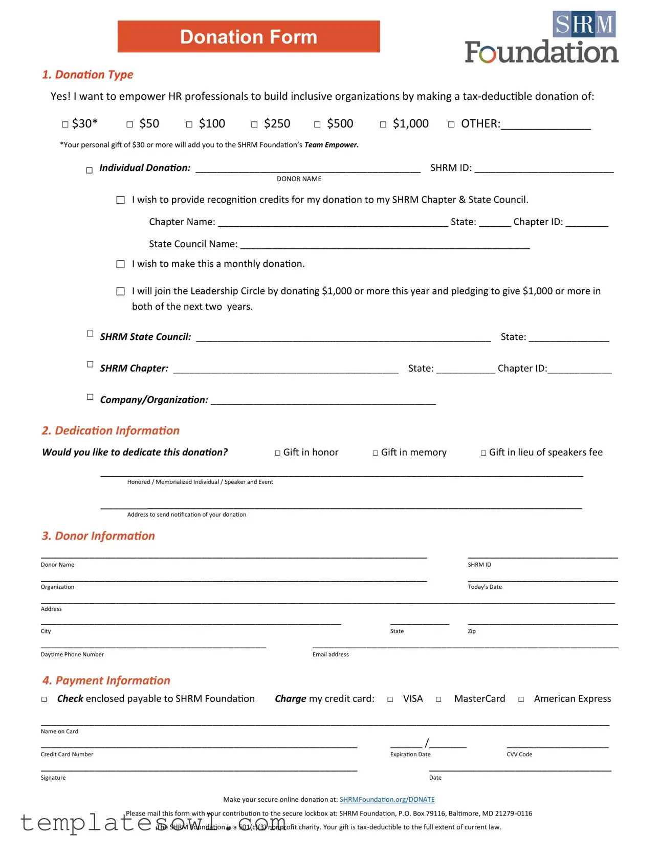 Fill Out Your Donation Form
