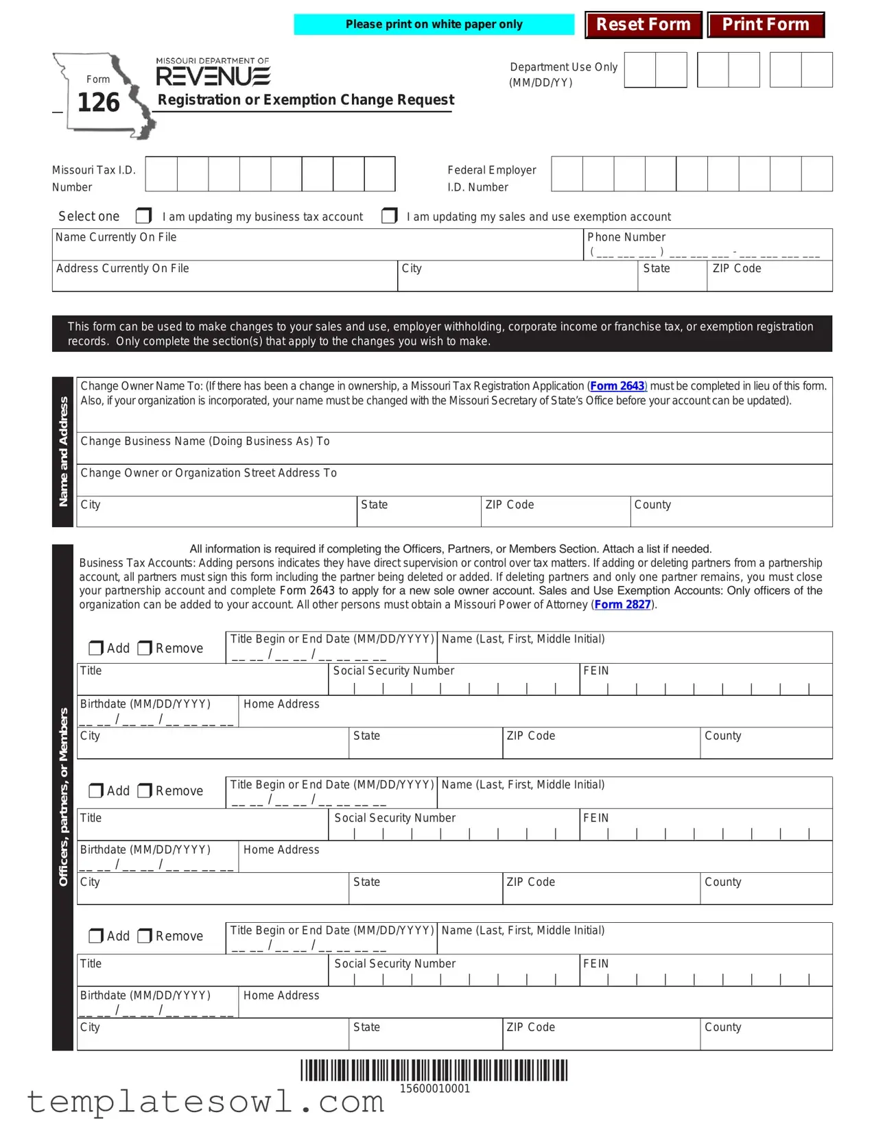 Fill Out Your Dor 126 Form
