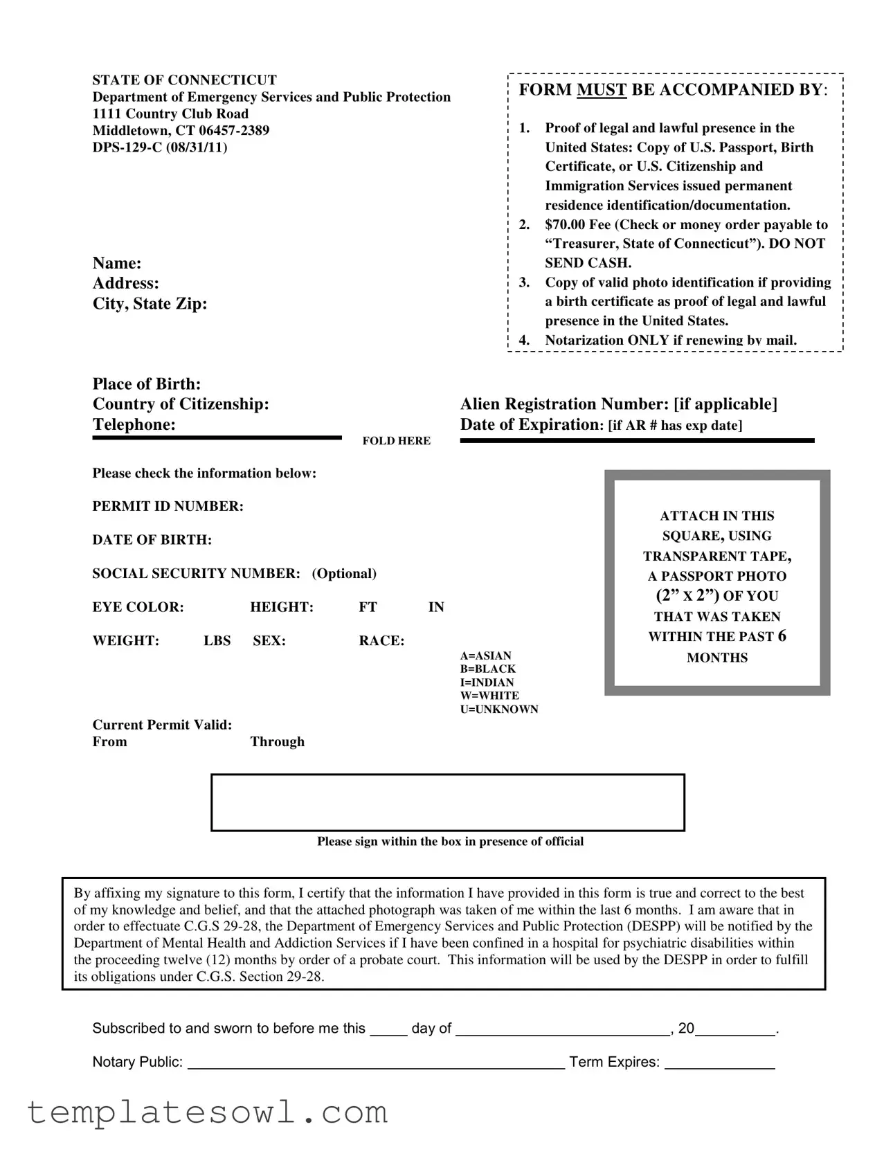 Fill Out Your Dps 129 C Form