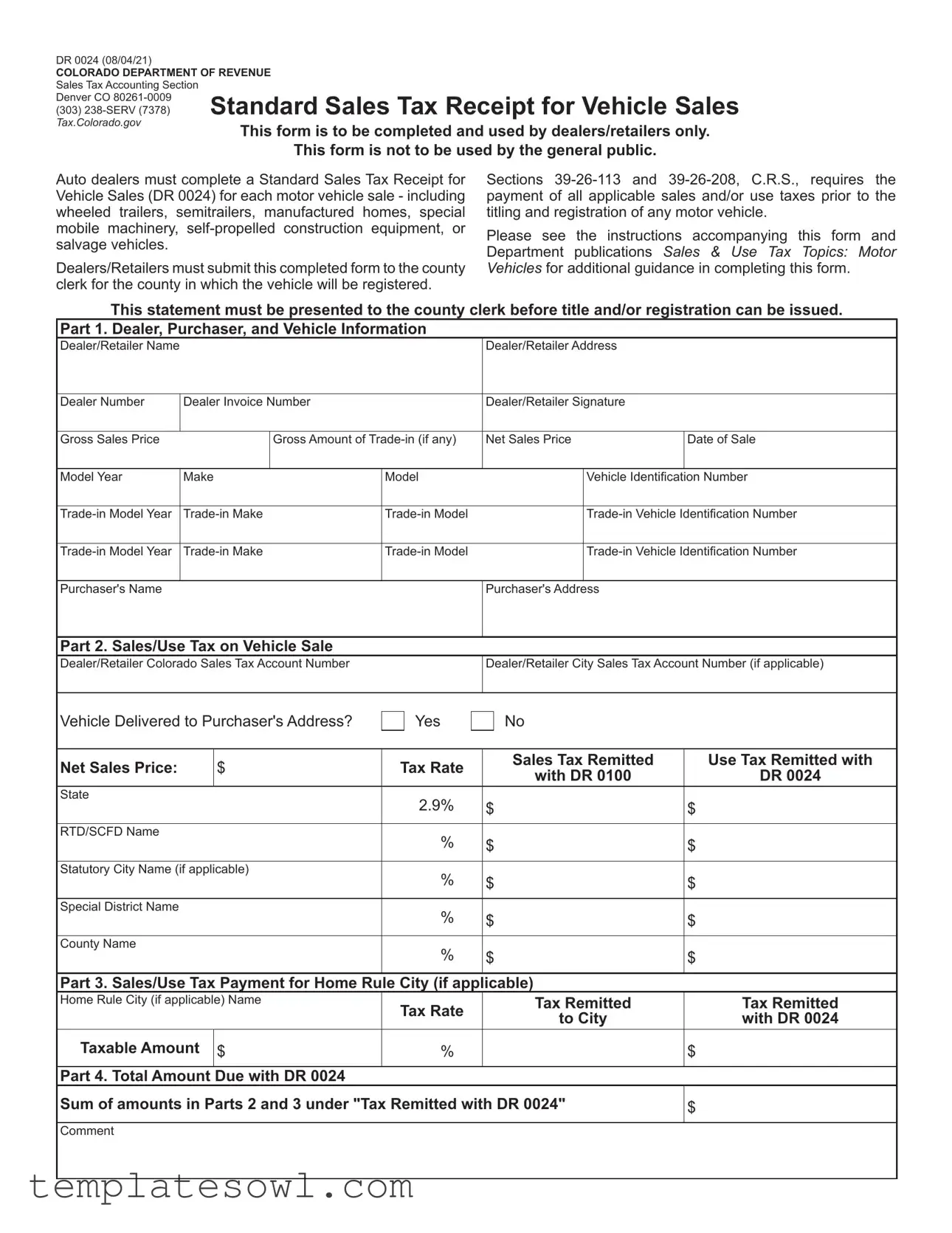 Fill Out Your Dr 0024 Form