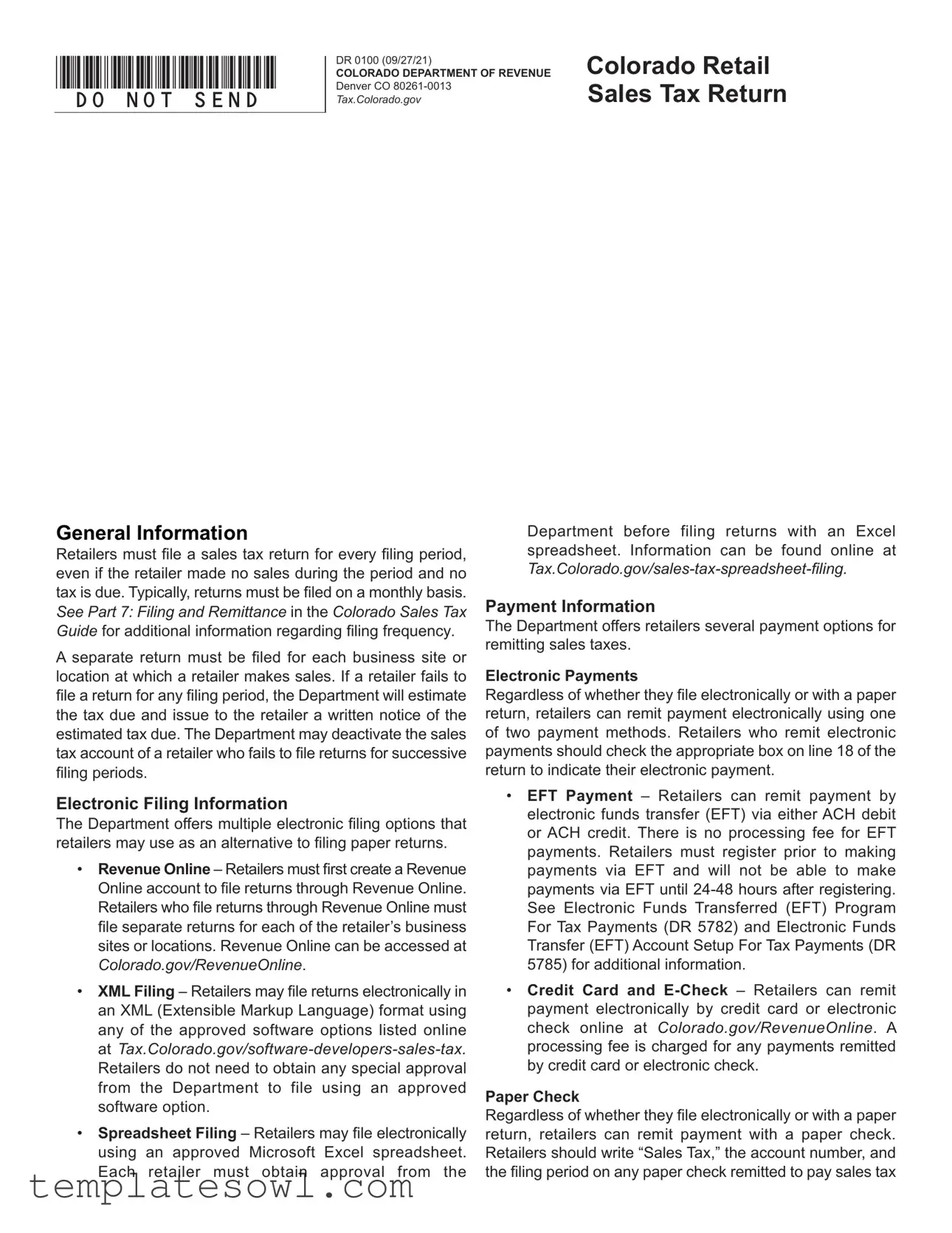 Fill Out Your Dr 0100 Form