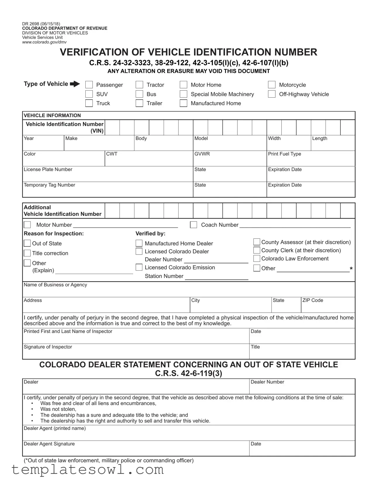 Fill Out Your Dr 2698 Form