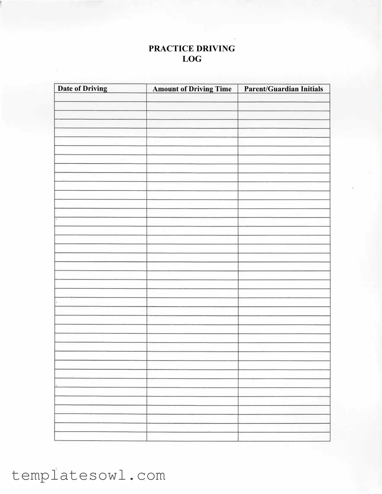 Fill Out Your Driving Log Form