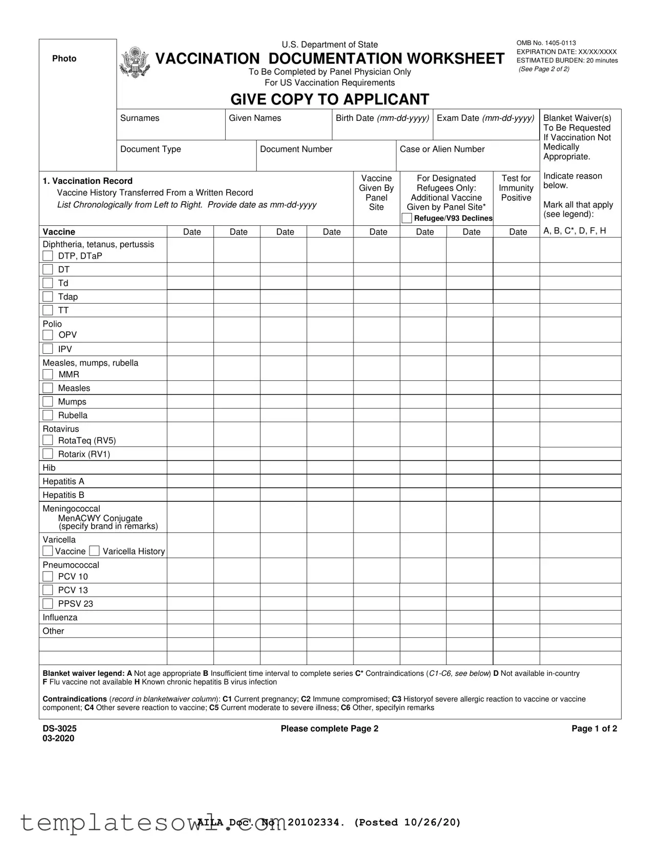 Fill Out Your Ds 3025 Form
