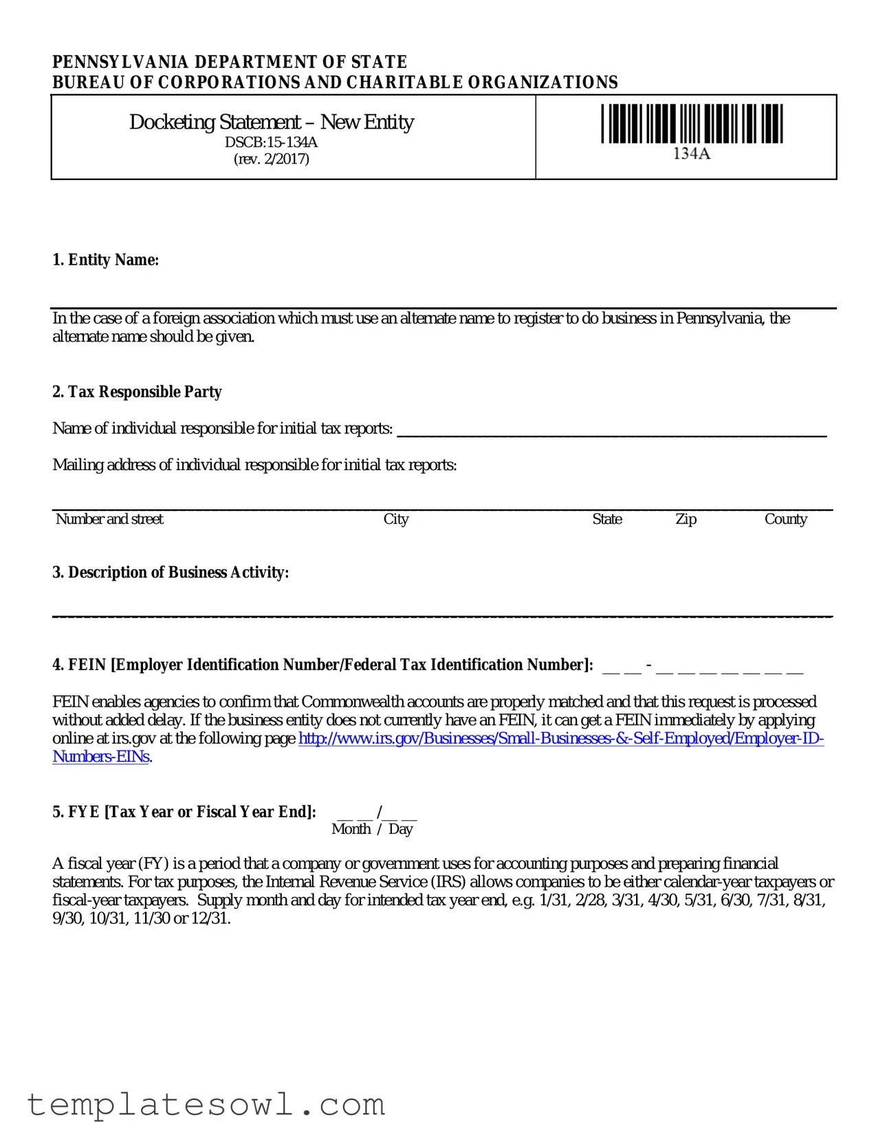 Fill Out Your Dscb 15 134A Form
