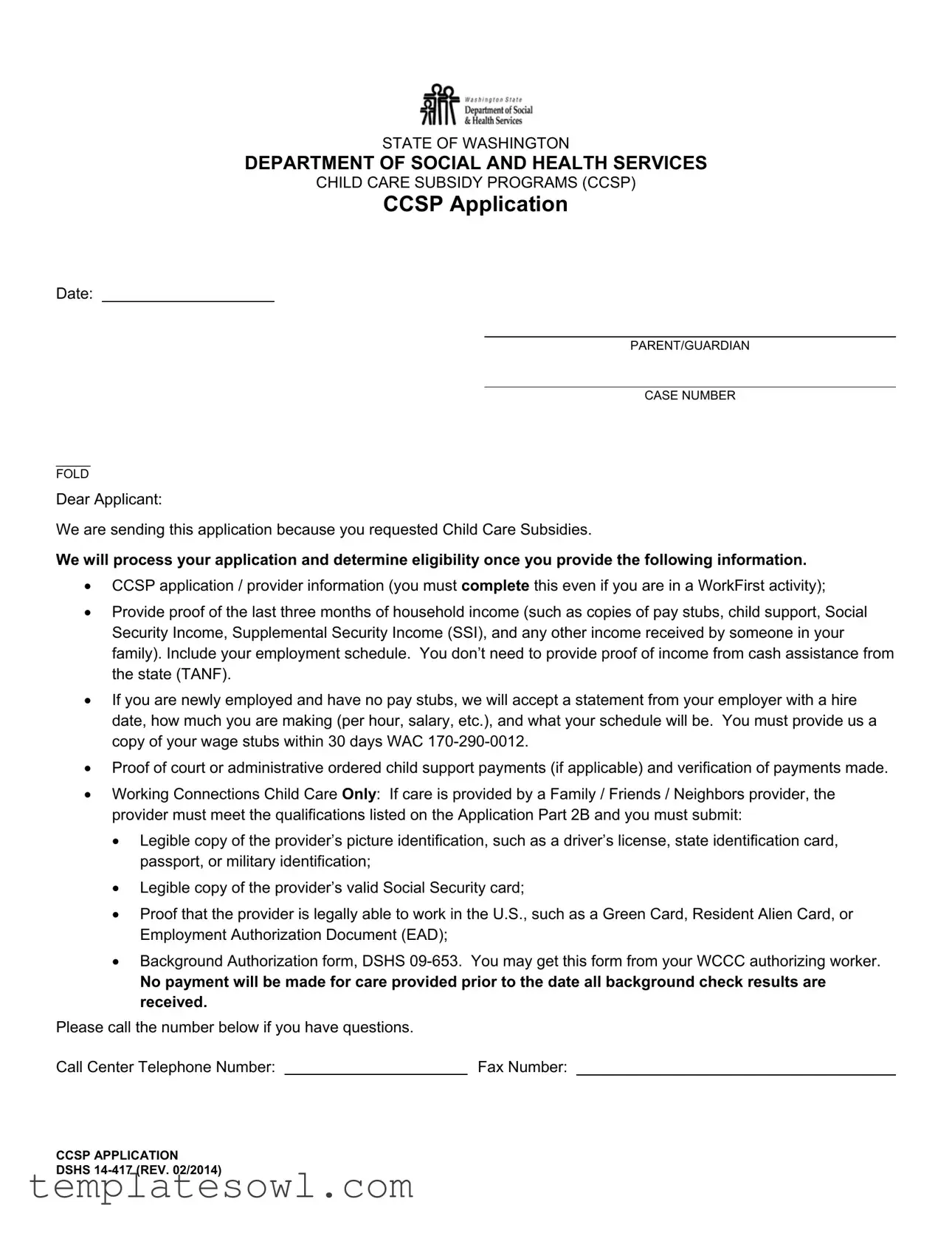 Fill Out Your Dshs 14 417 Form
