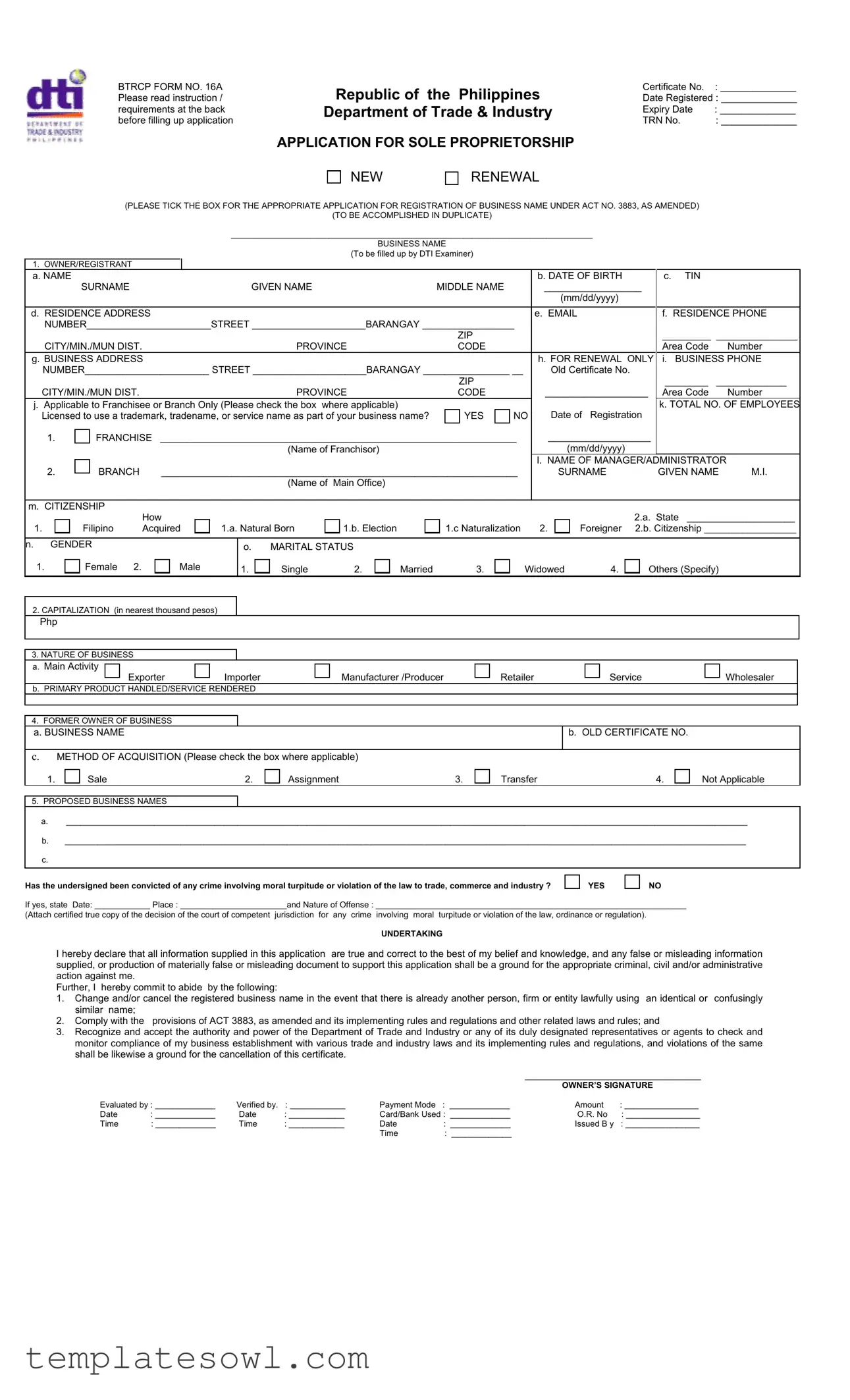 Fill Out Your Dti Application Form