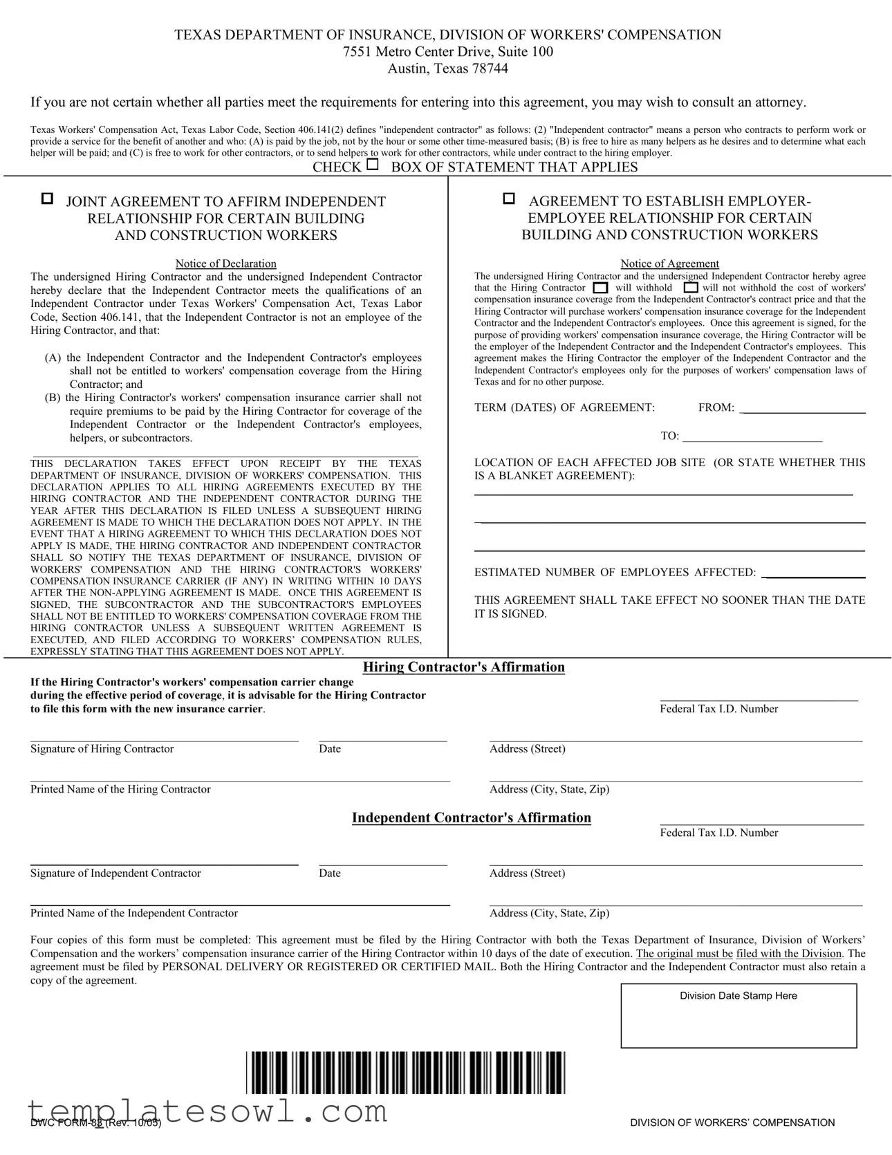 Fill Out Your Dwc 83 Form