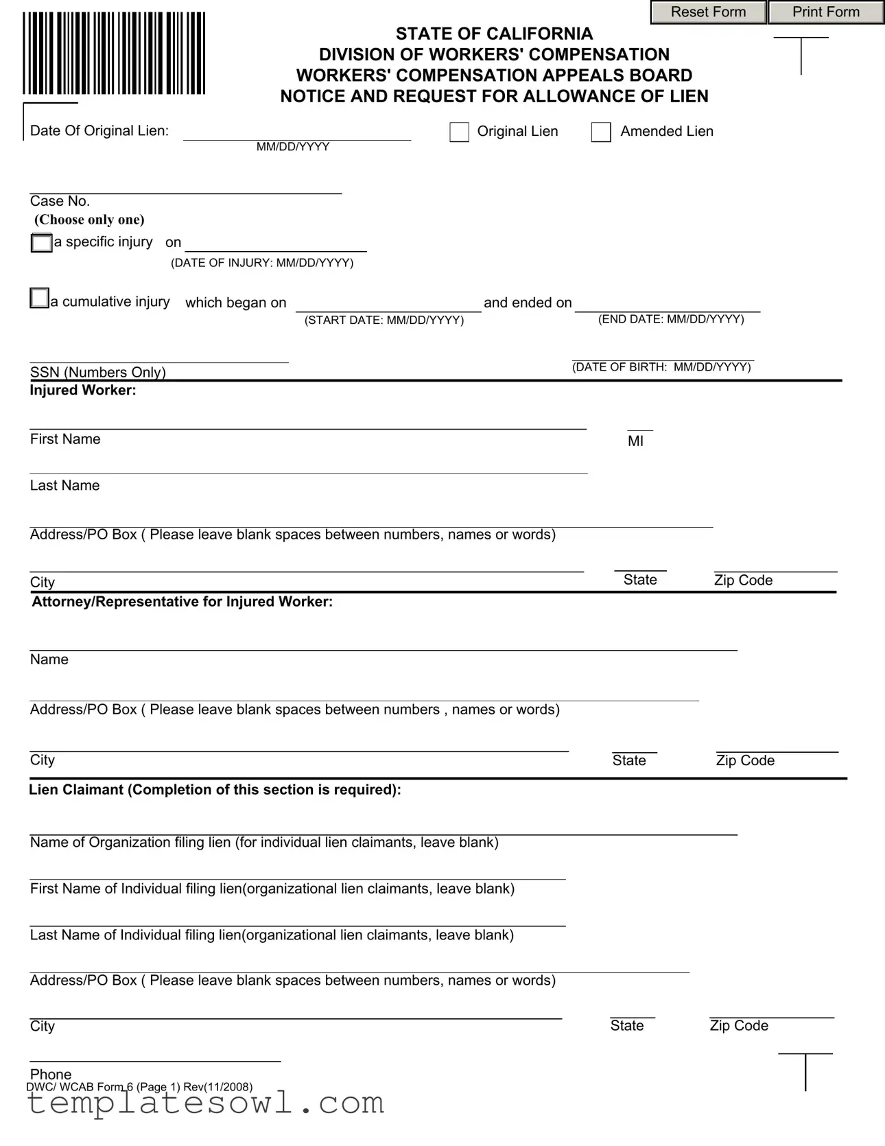 Fill Out Your Dwc Wcab 6 Form