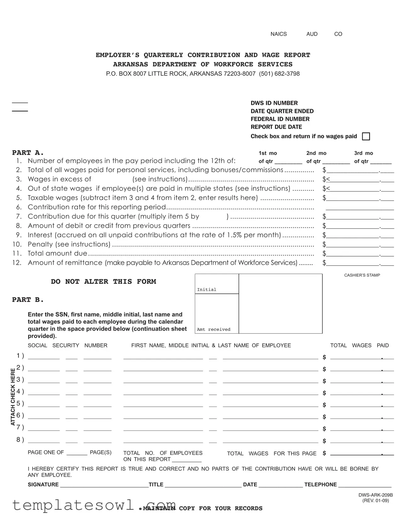 Fill Out Your Dws Ark 209B Form