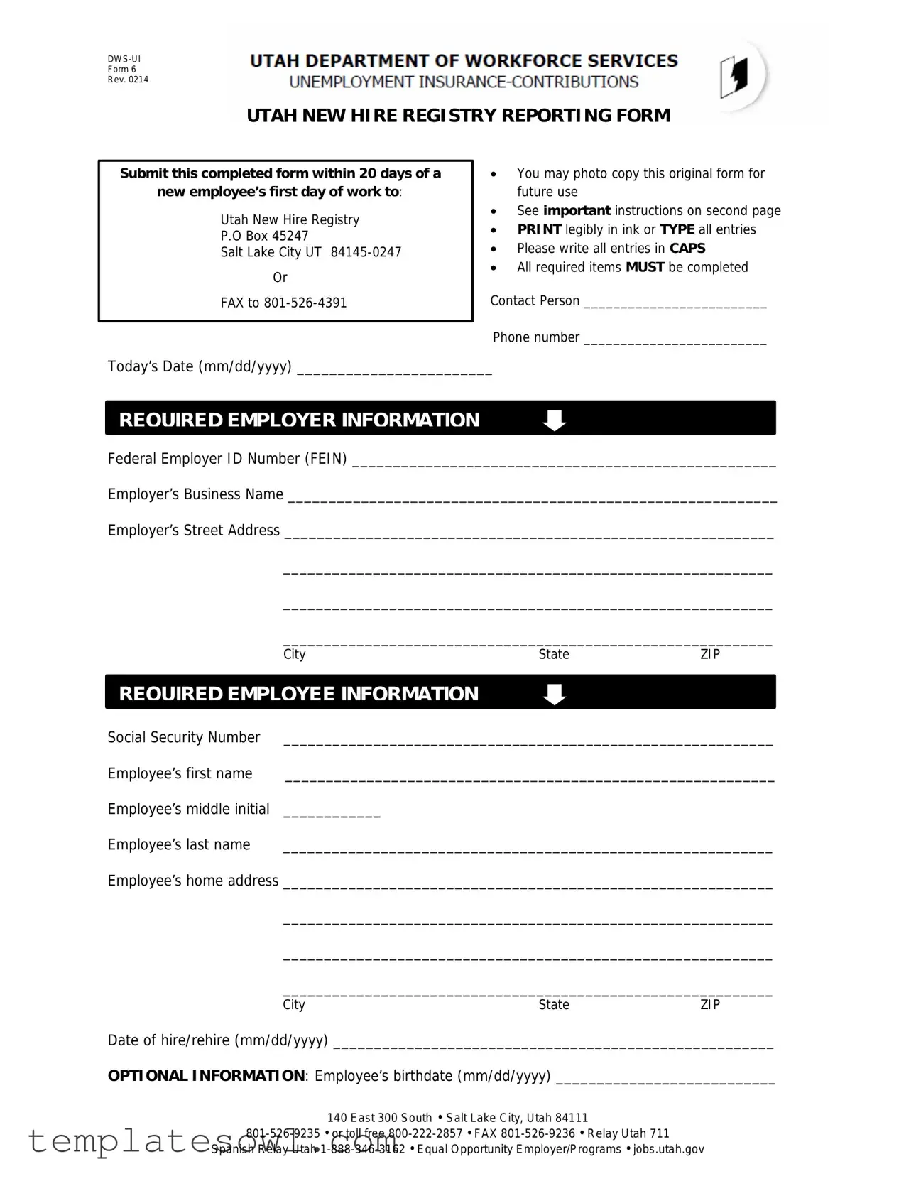Fill Out Your Dws Ui 6 Form