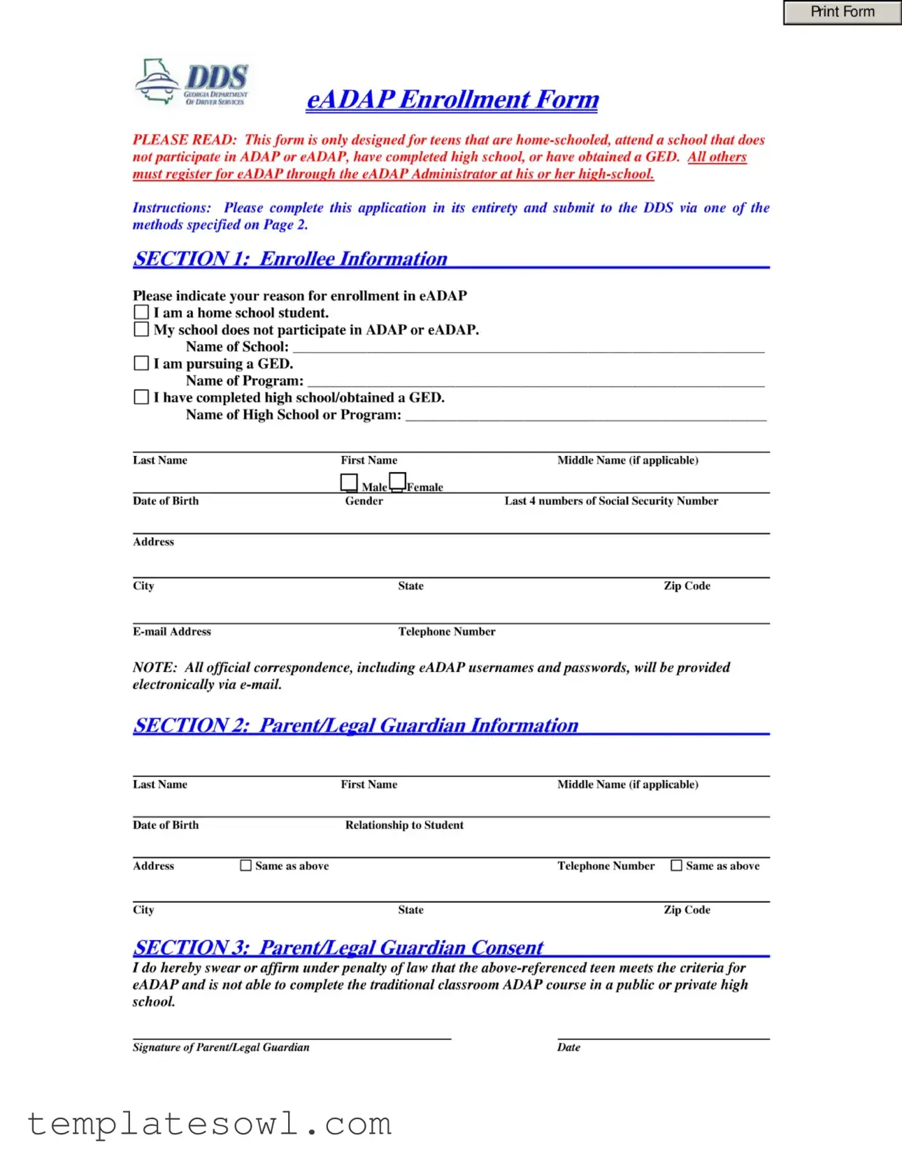 Fill Out Your Eadap Registration Form