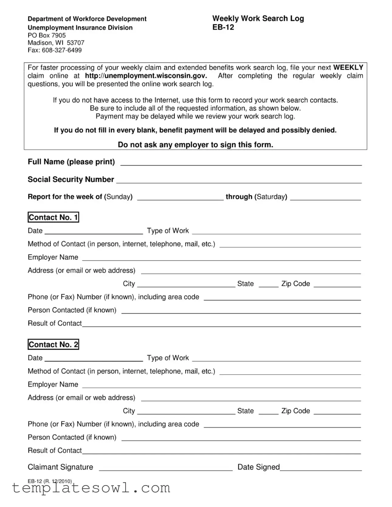 Fill Out Your Eb 12 Form