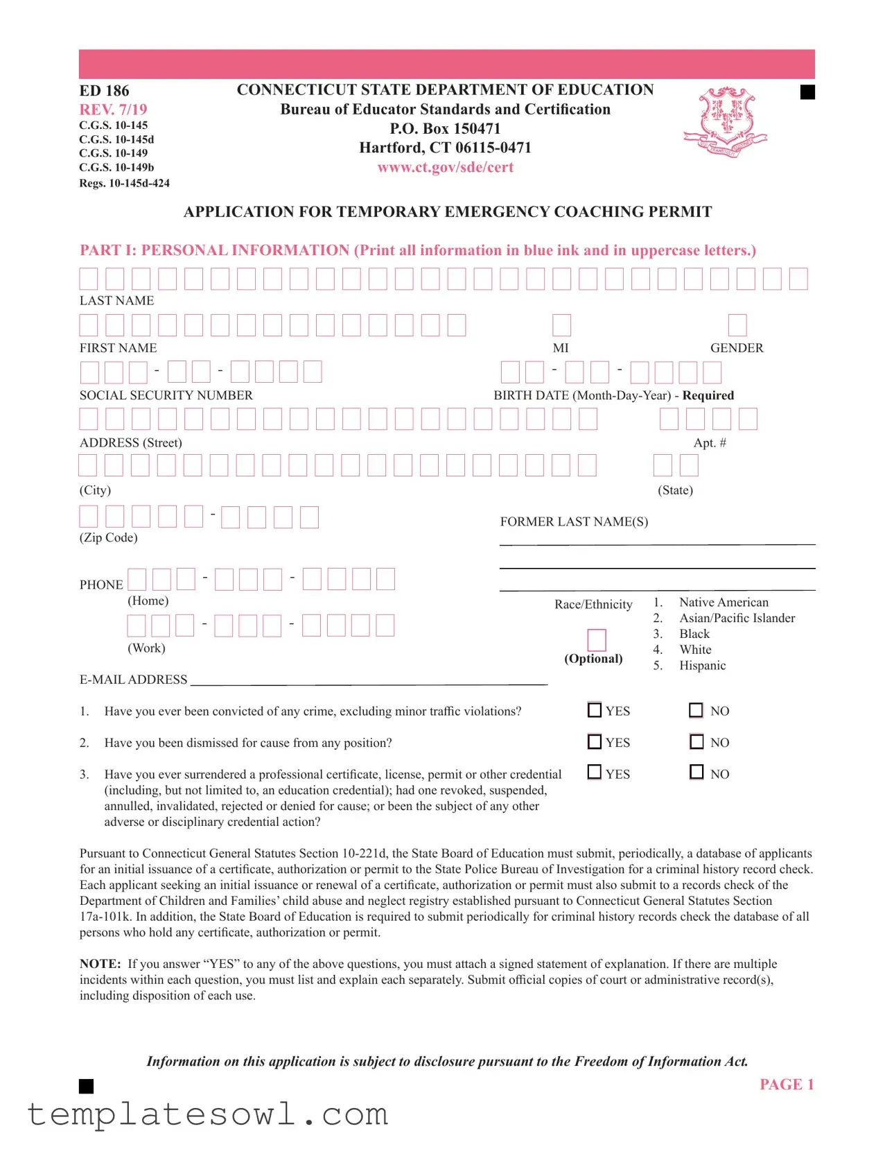 Fill Out Your Ed 186 Form