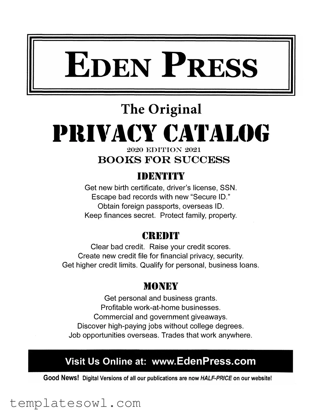 Fill Out Your Eden Press Catalog Form