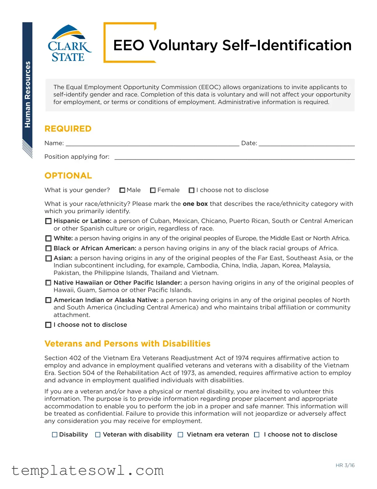 Fill Out Your Eeo Voluntary Self Identification Form