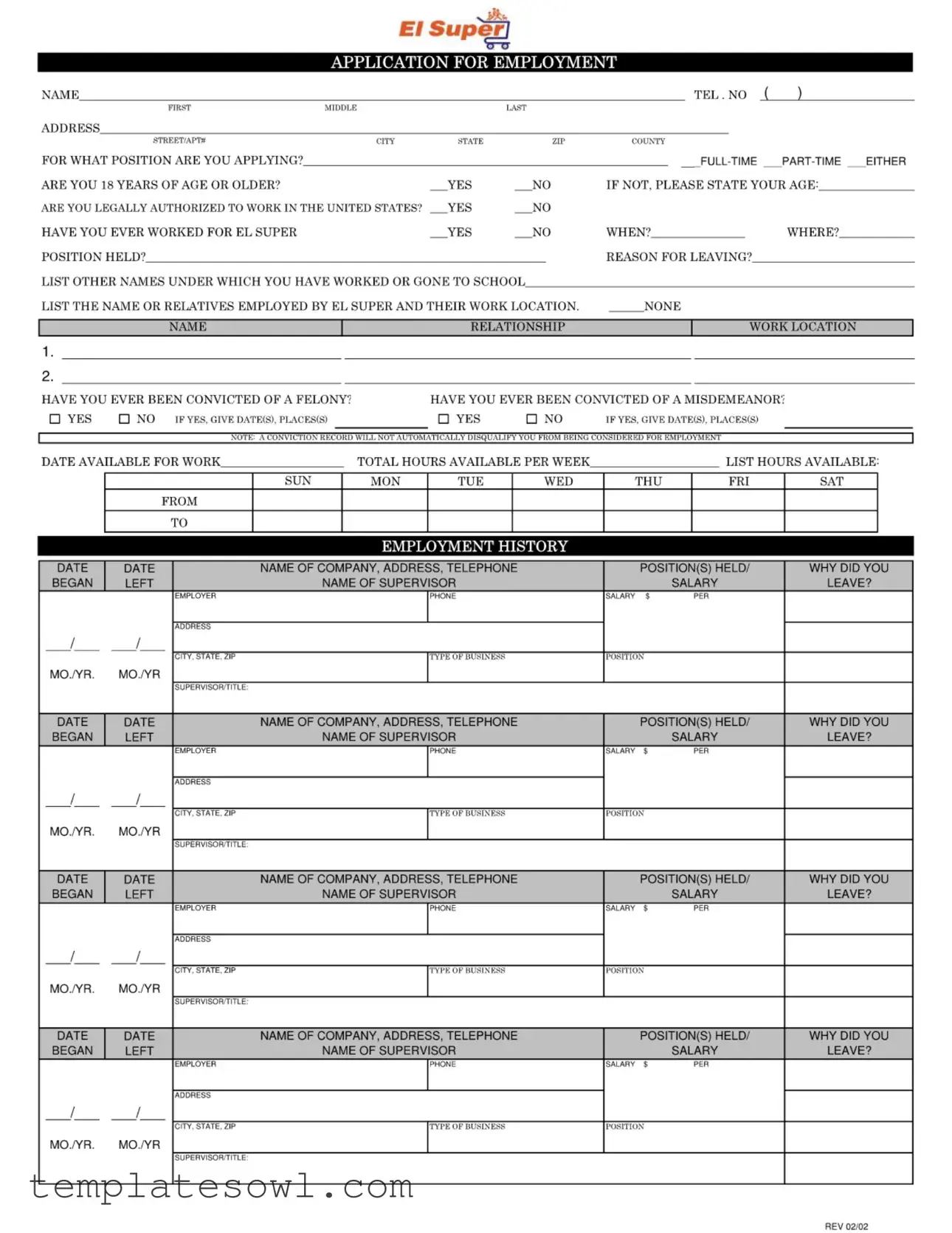 Fill Out Your El Super Application Form
