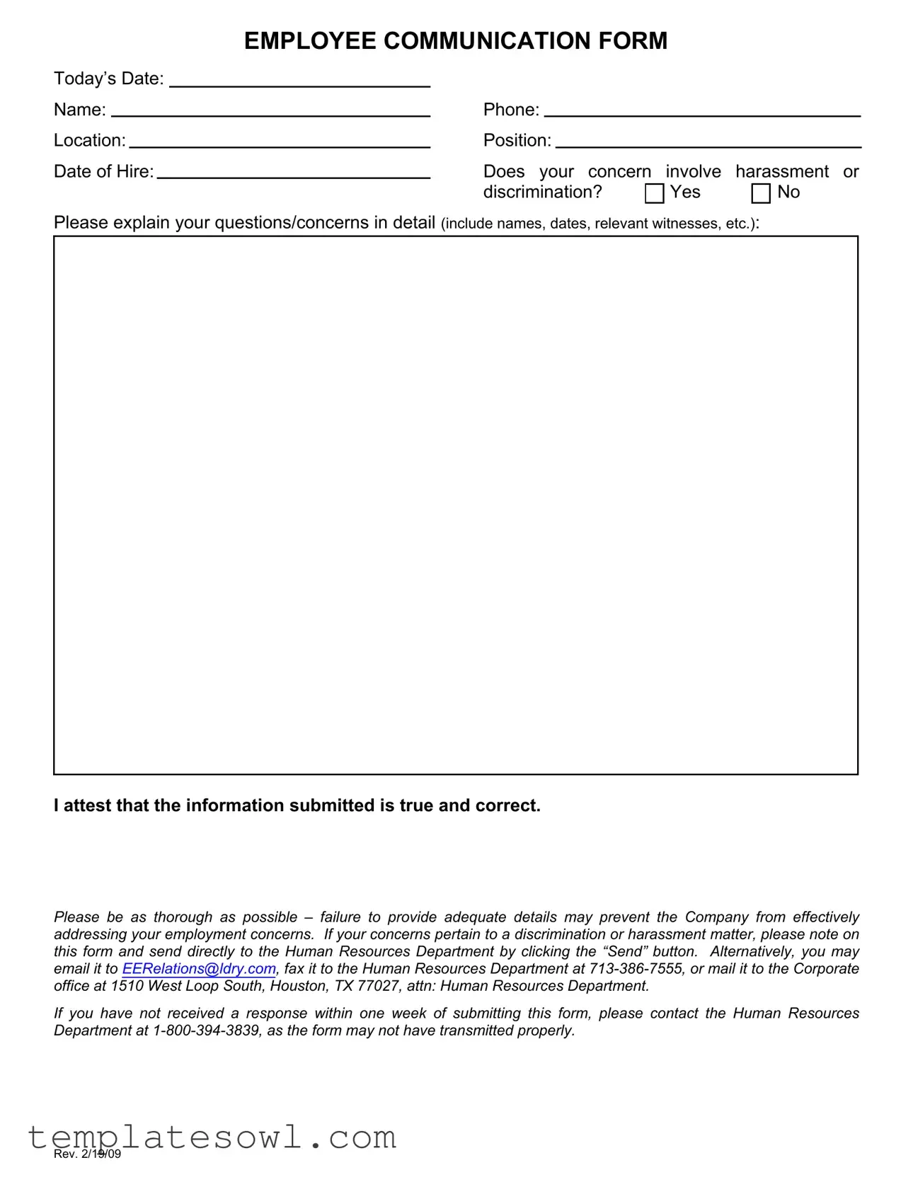 Fill Out Your Employee Communication Form