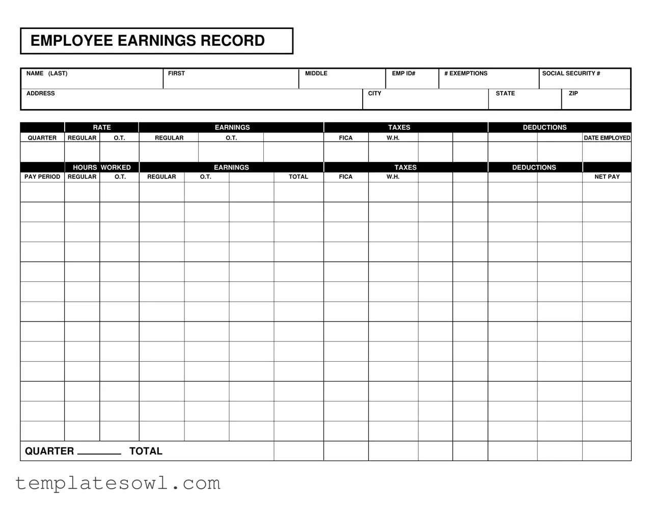 Fill Out Your Employee Earnings Record Form