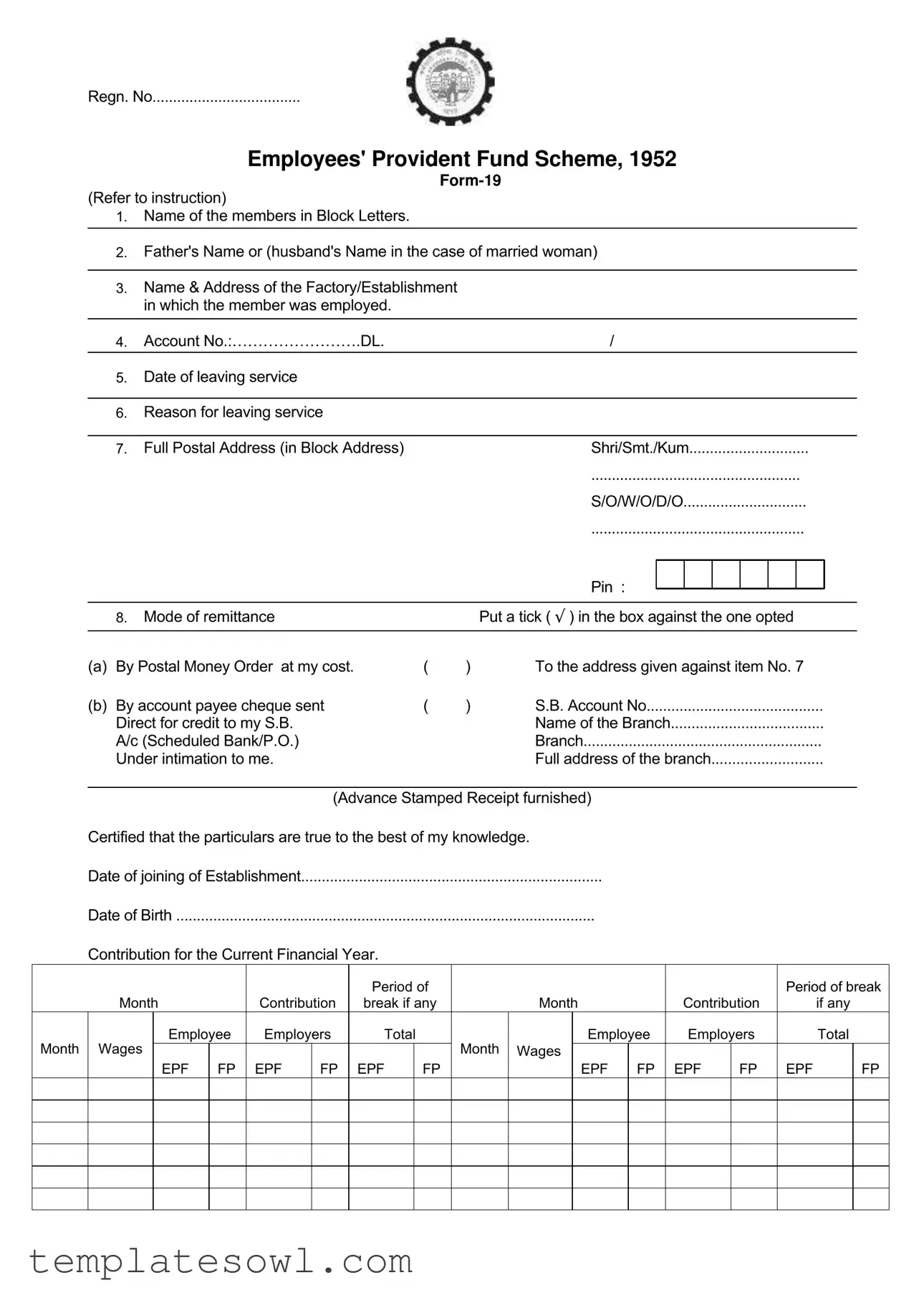 Fill Out Your Employees Provident Fund Form