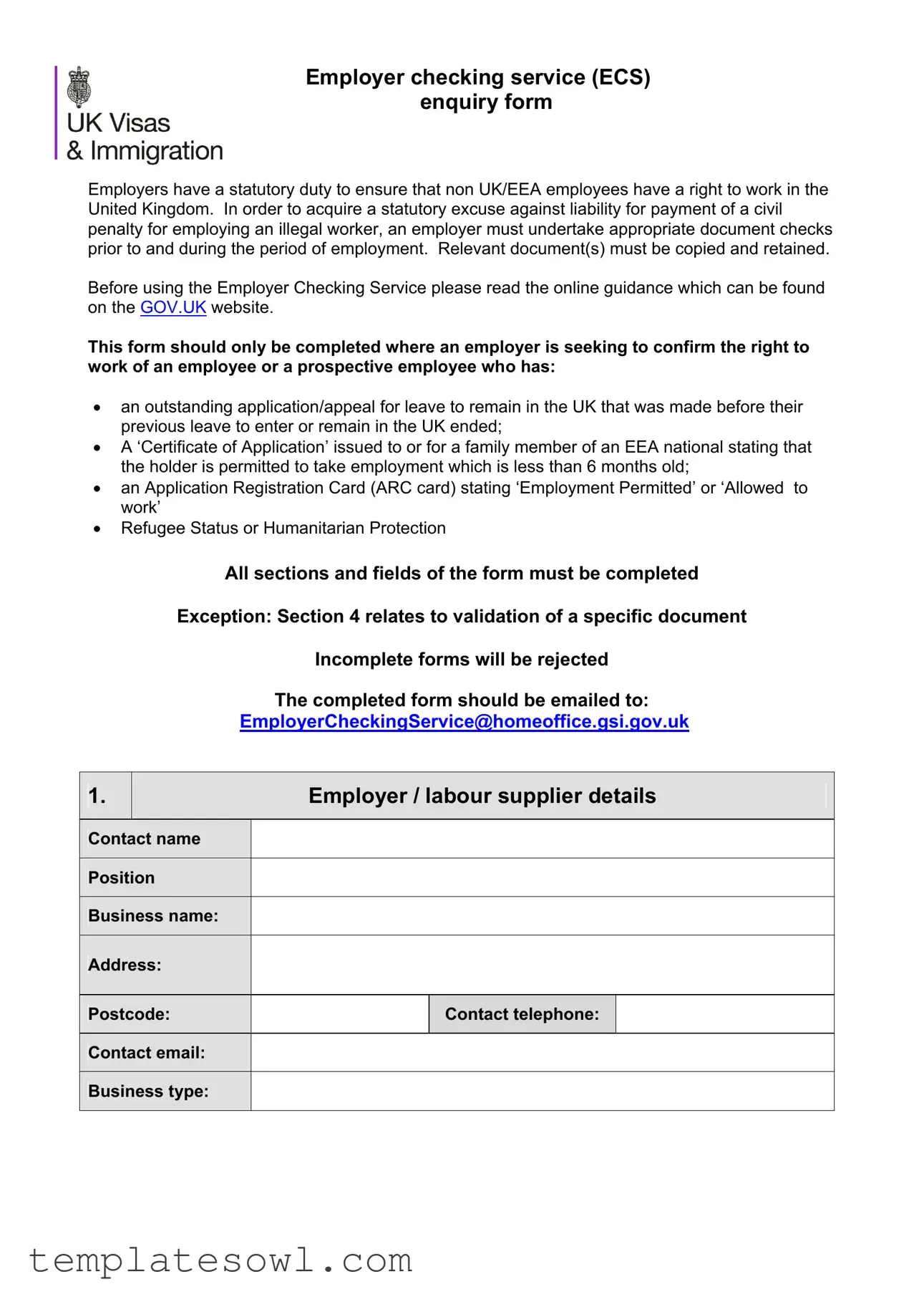 Fill Out Your Employment Checking Service Form