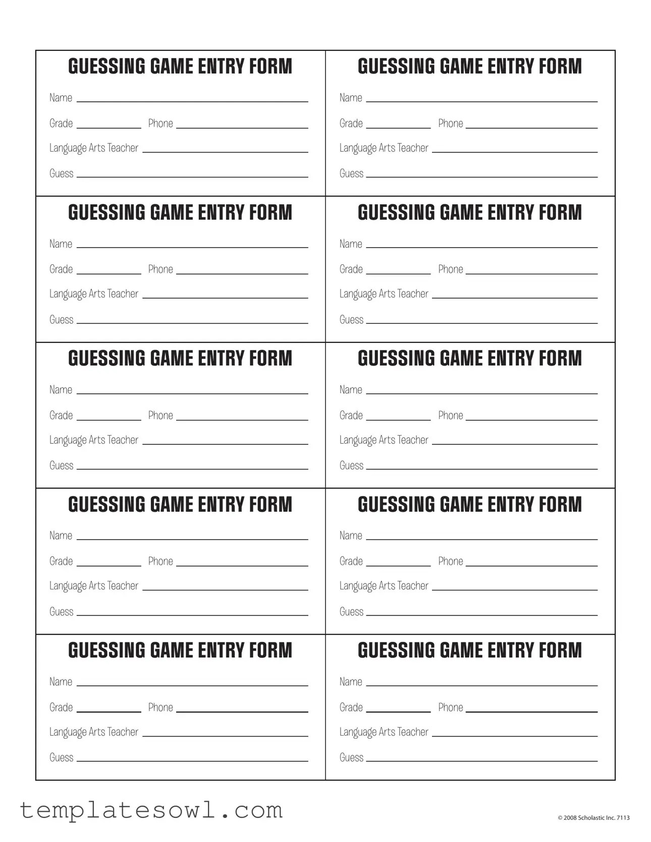 Fill Out Your Entry Form