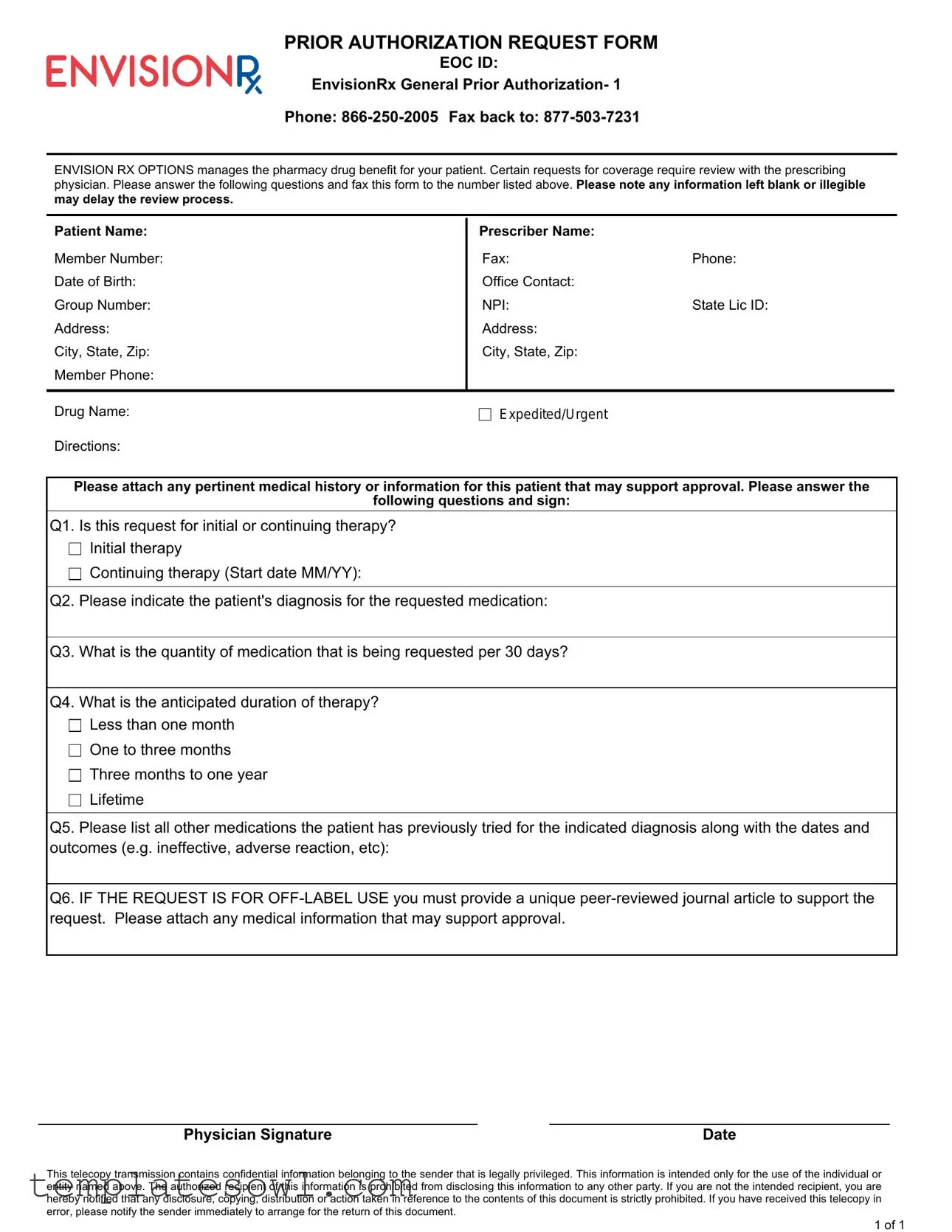 Fill Out Your Envision Rx Prior Auth Form